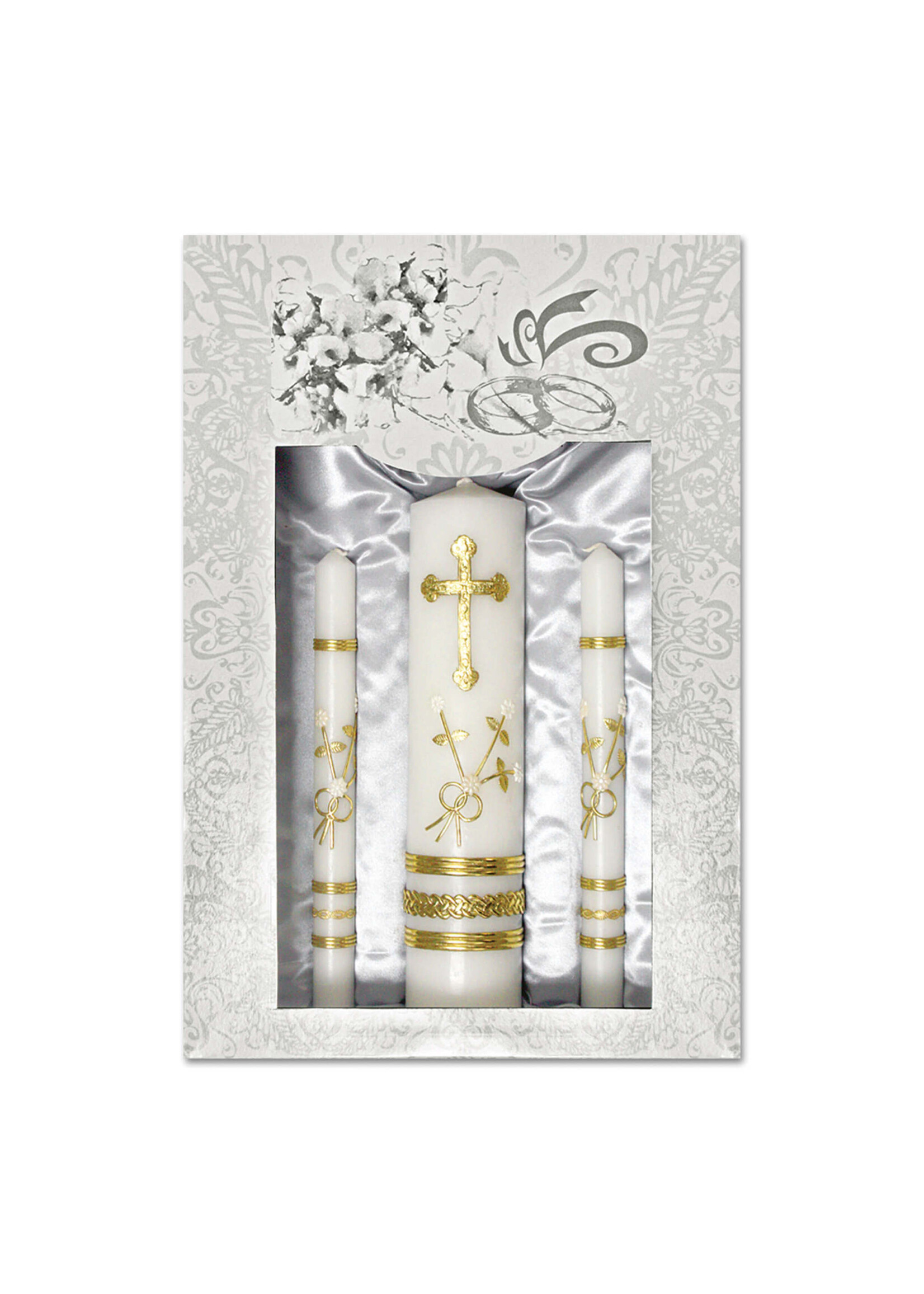 Wedding Candle Set with Gold Base