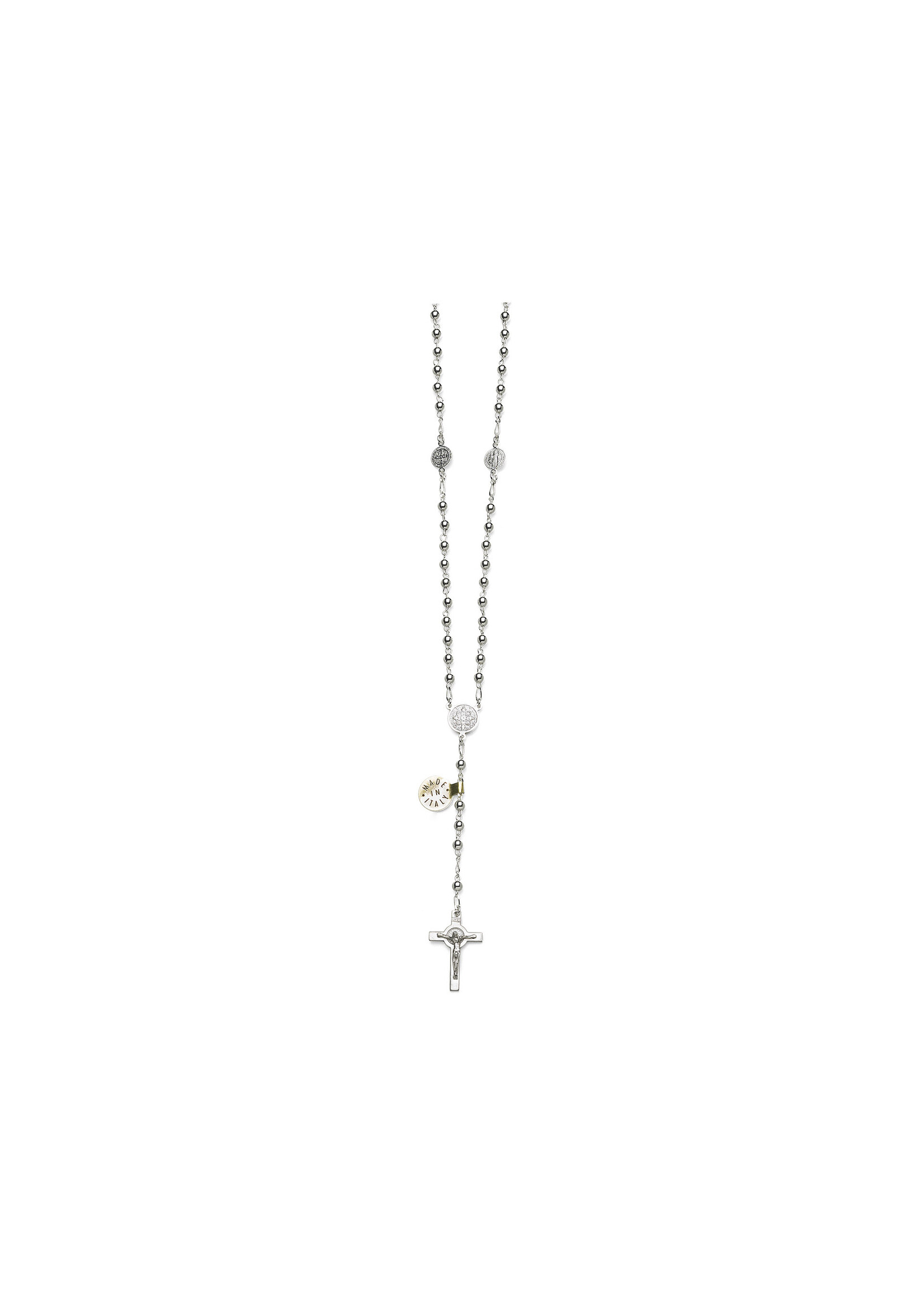 Sterling Silver Rosary with Clasp & St Benedict Medals