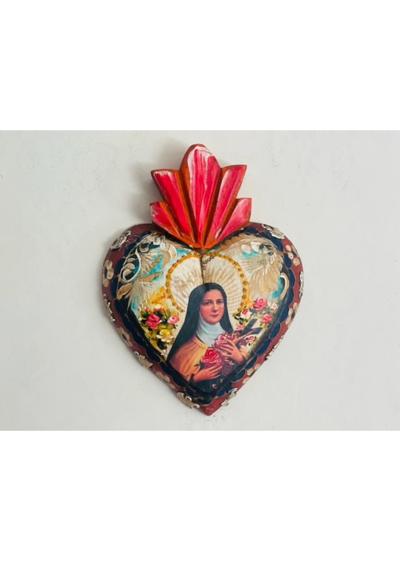 Saint Therese handmade wood heart