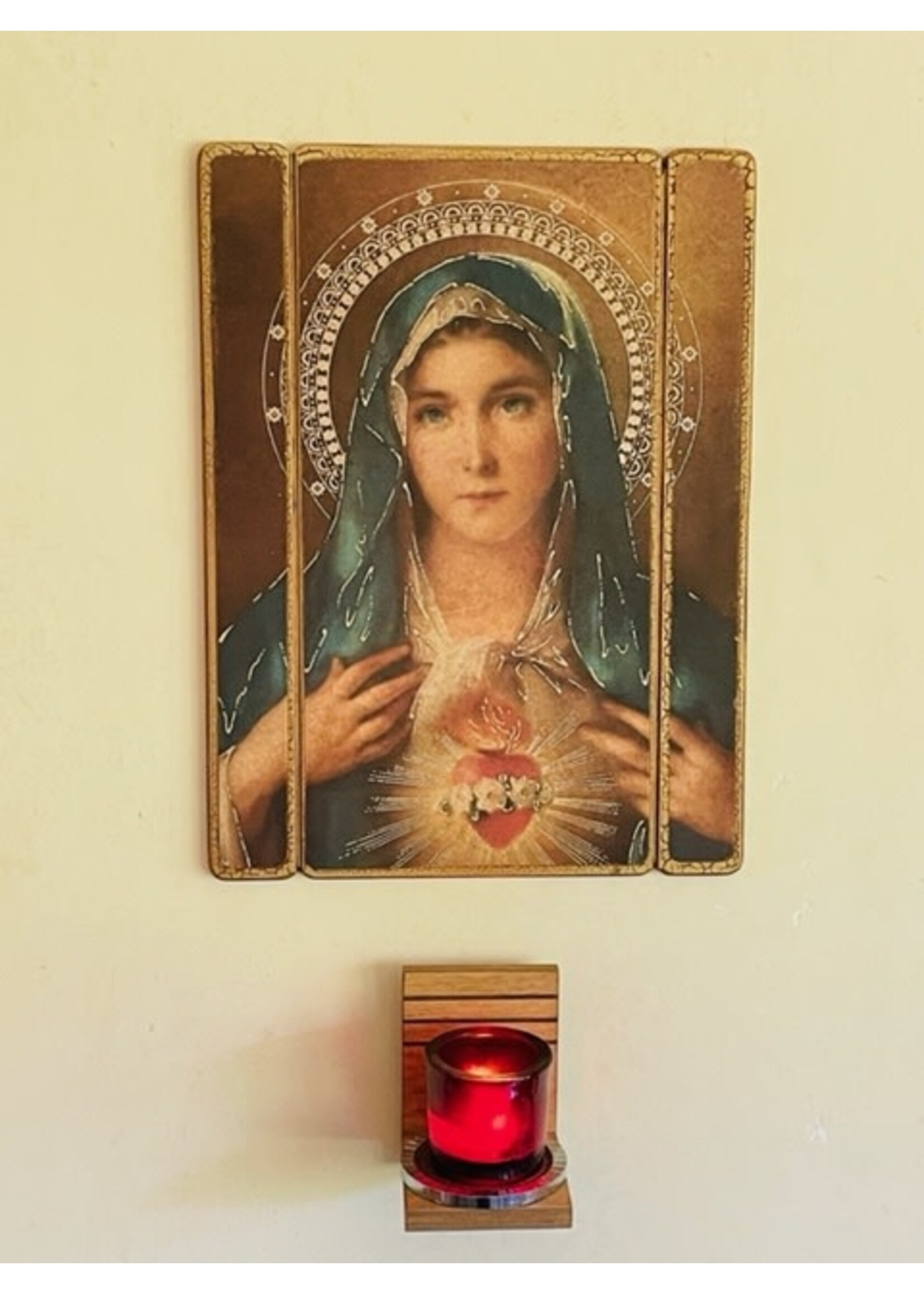 Immaculate Heart of Mary Wood Plaque 15" x 11"