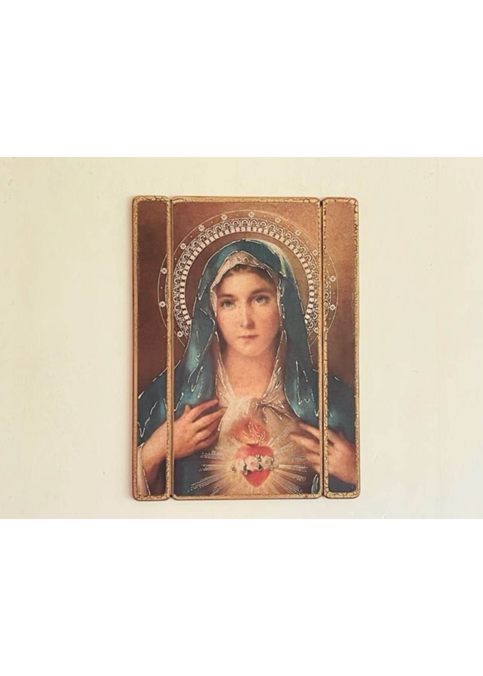 Immaculate Heart of Mary Wood Plaque 15" x 11"