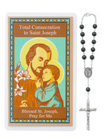 St Joseph Hematite Auto Rosary + Prayer Card