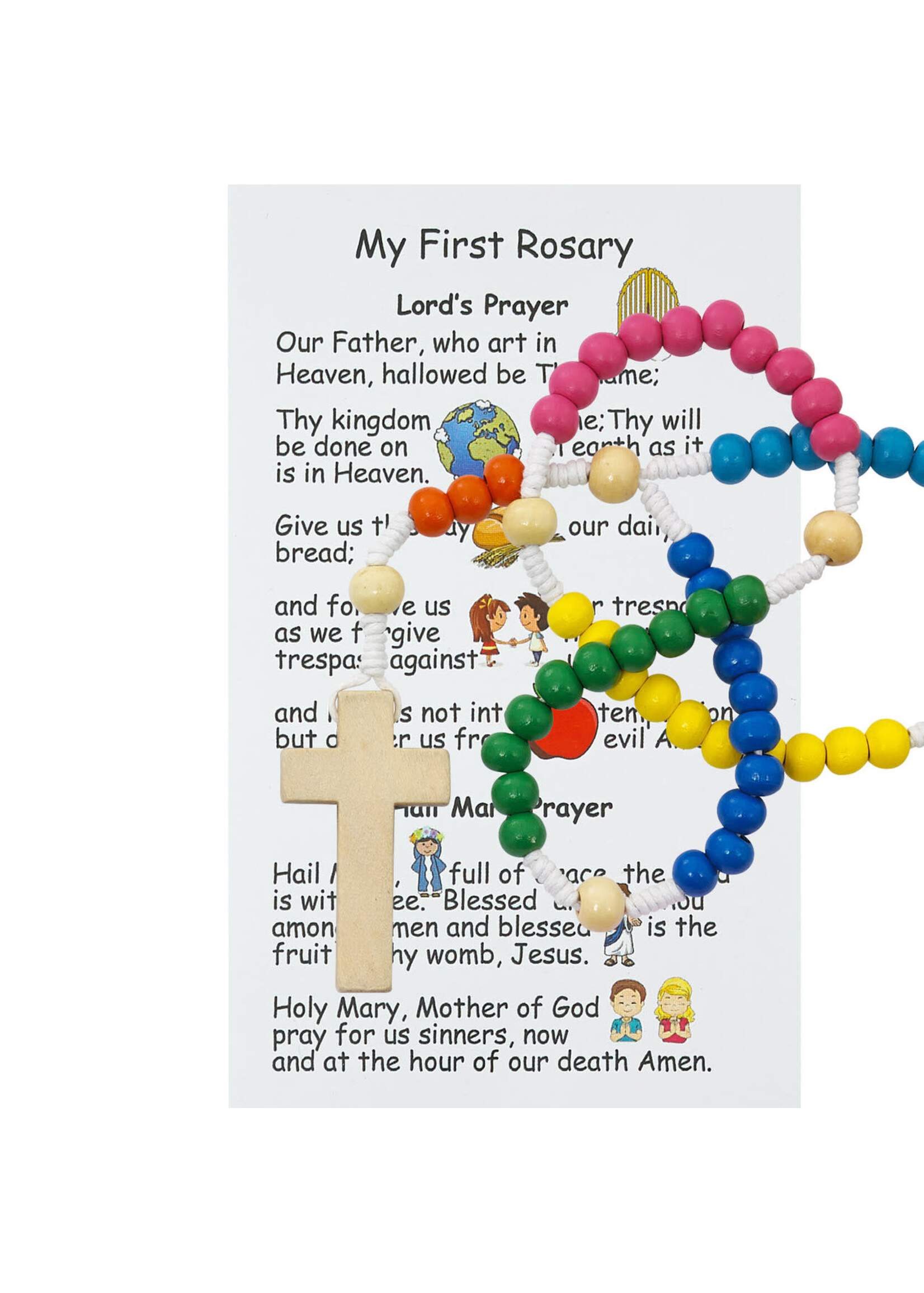 Small Wooden Children's Rosary with Prayer Card