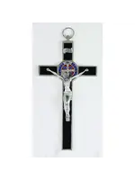 Saint Benedict Medal Black Enamel Crucifix 8"