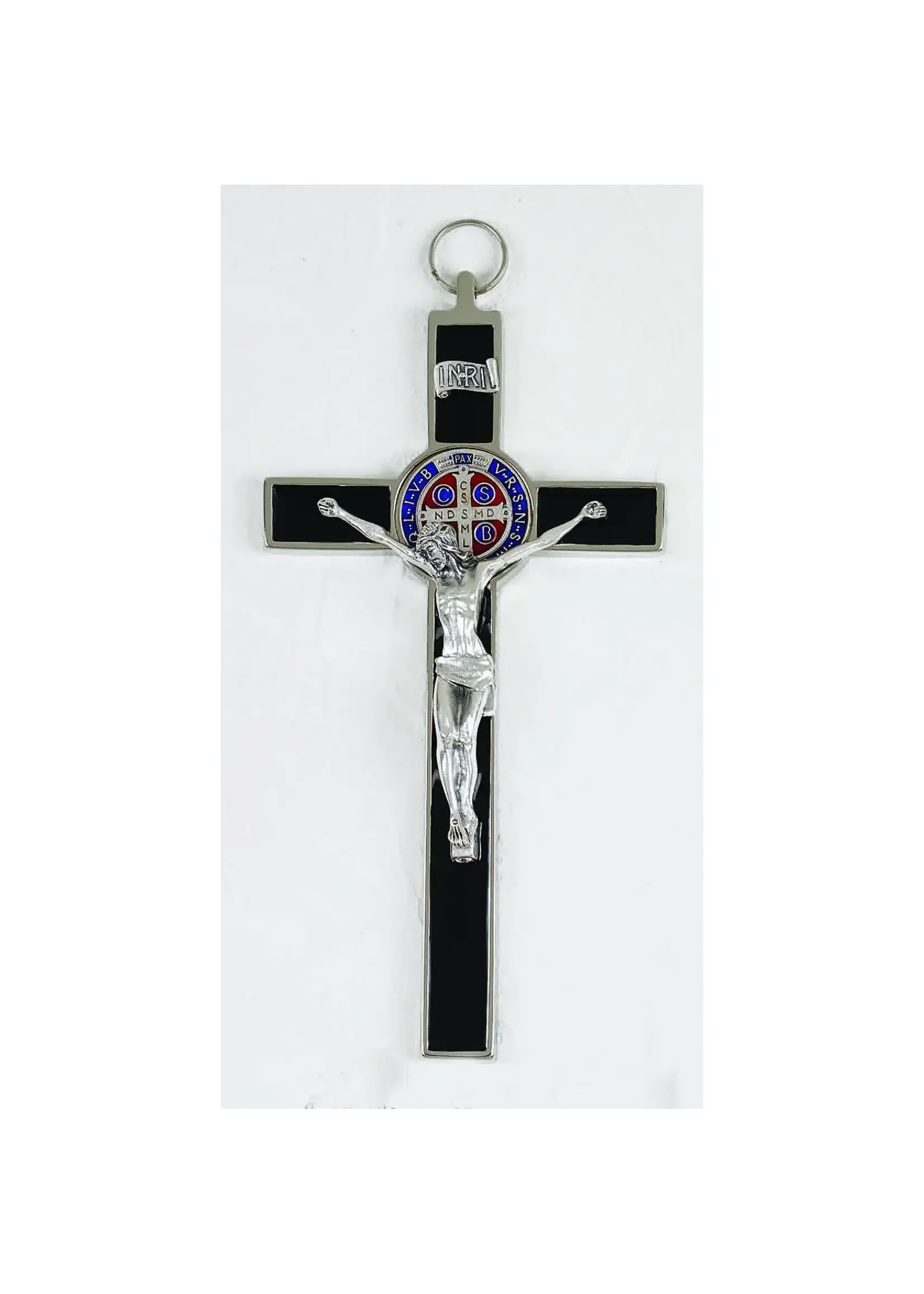Saint Benedict Medal Black Enamel Crucifix 8"