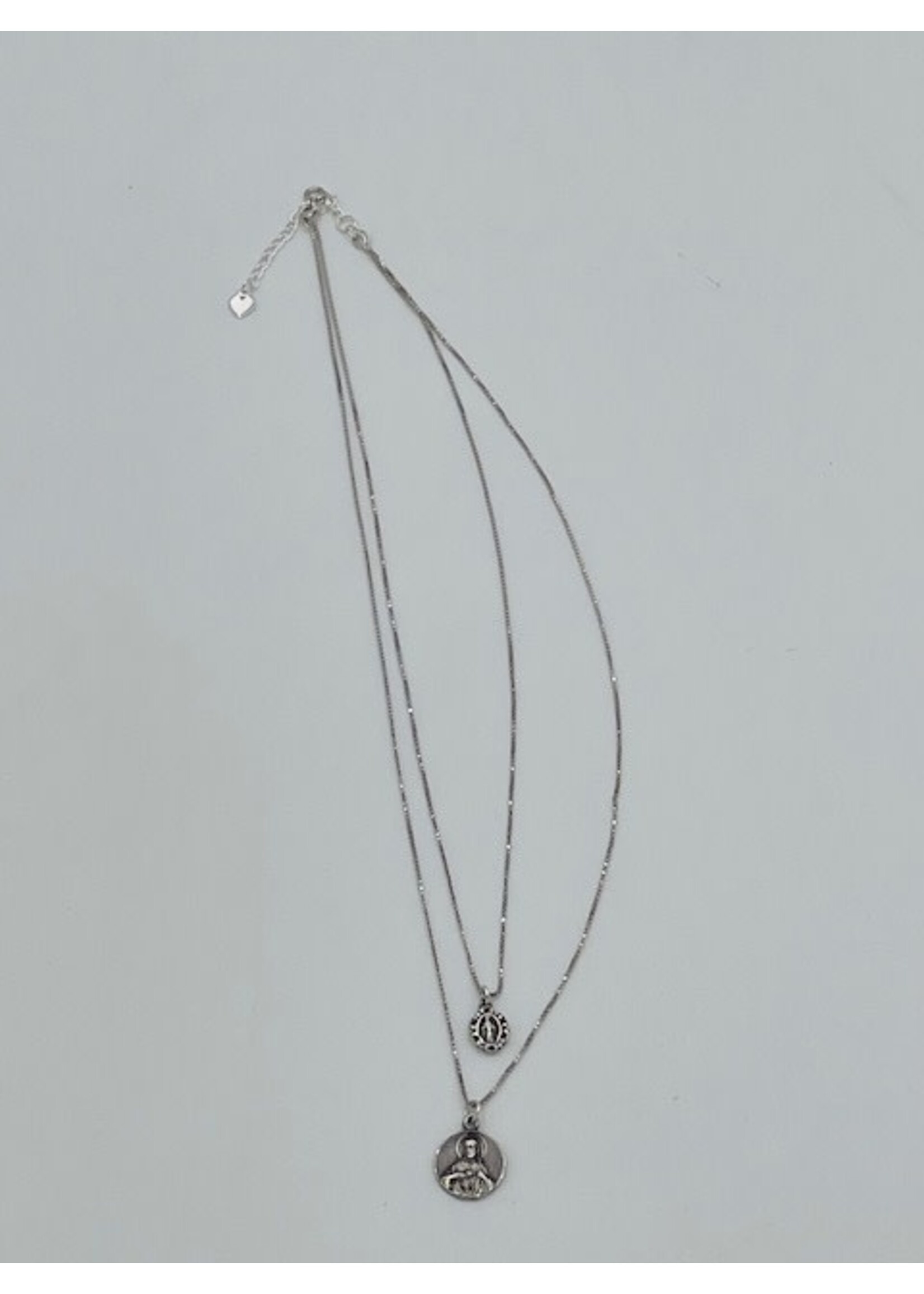 Sterling Silver Scapular + Miraculous Medals Necklace