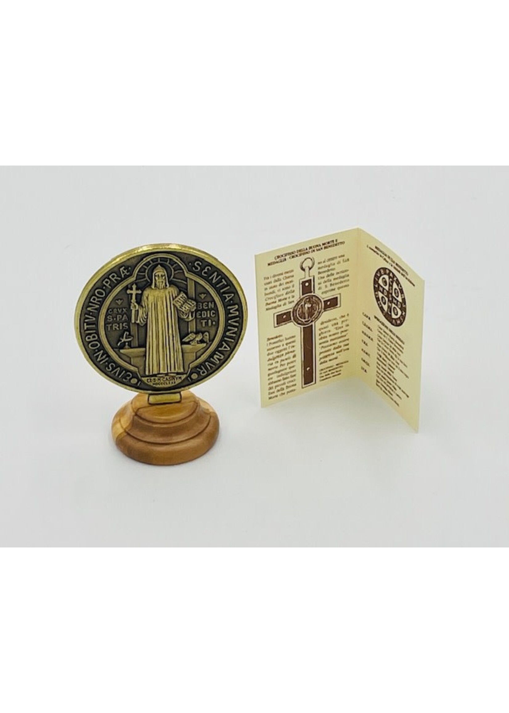 Saint Benedict Bronze Medal with wood base