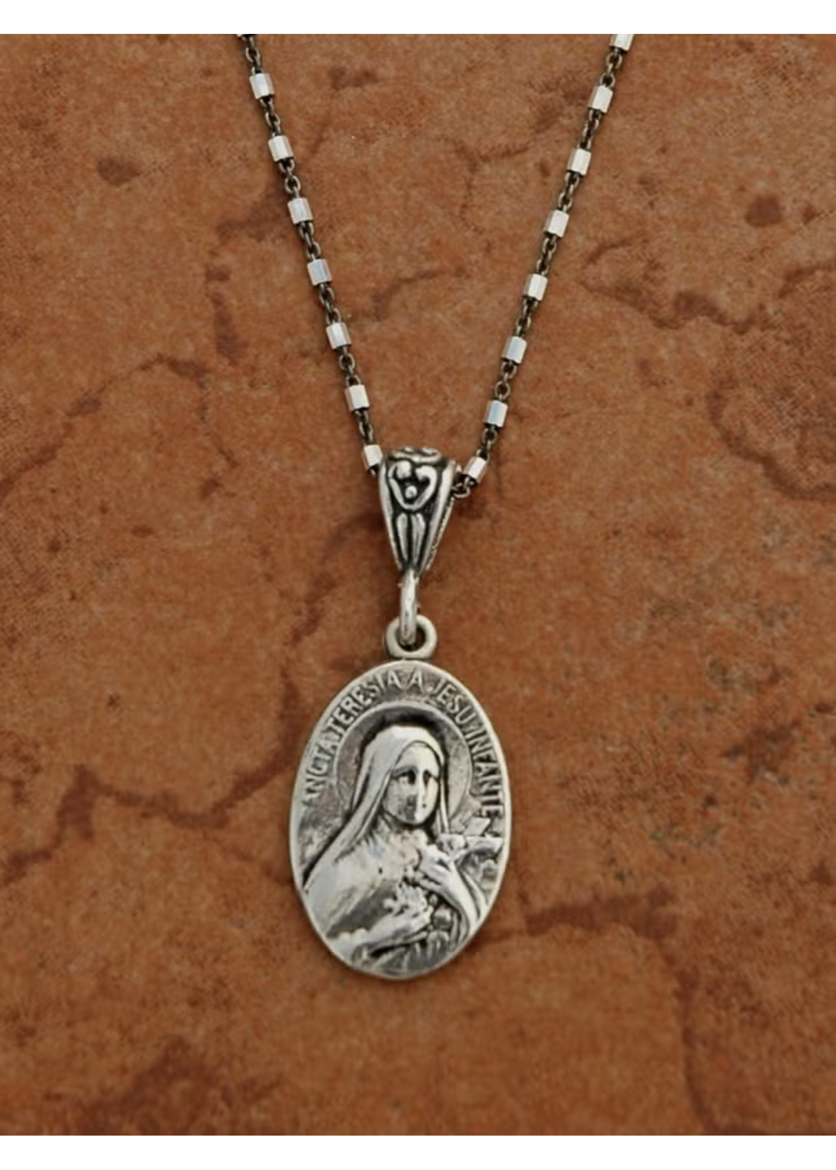Saint Therese Sterling Silver Oval Pendant
