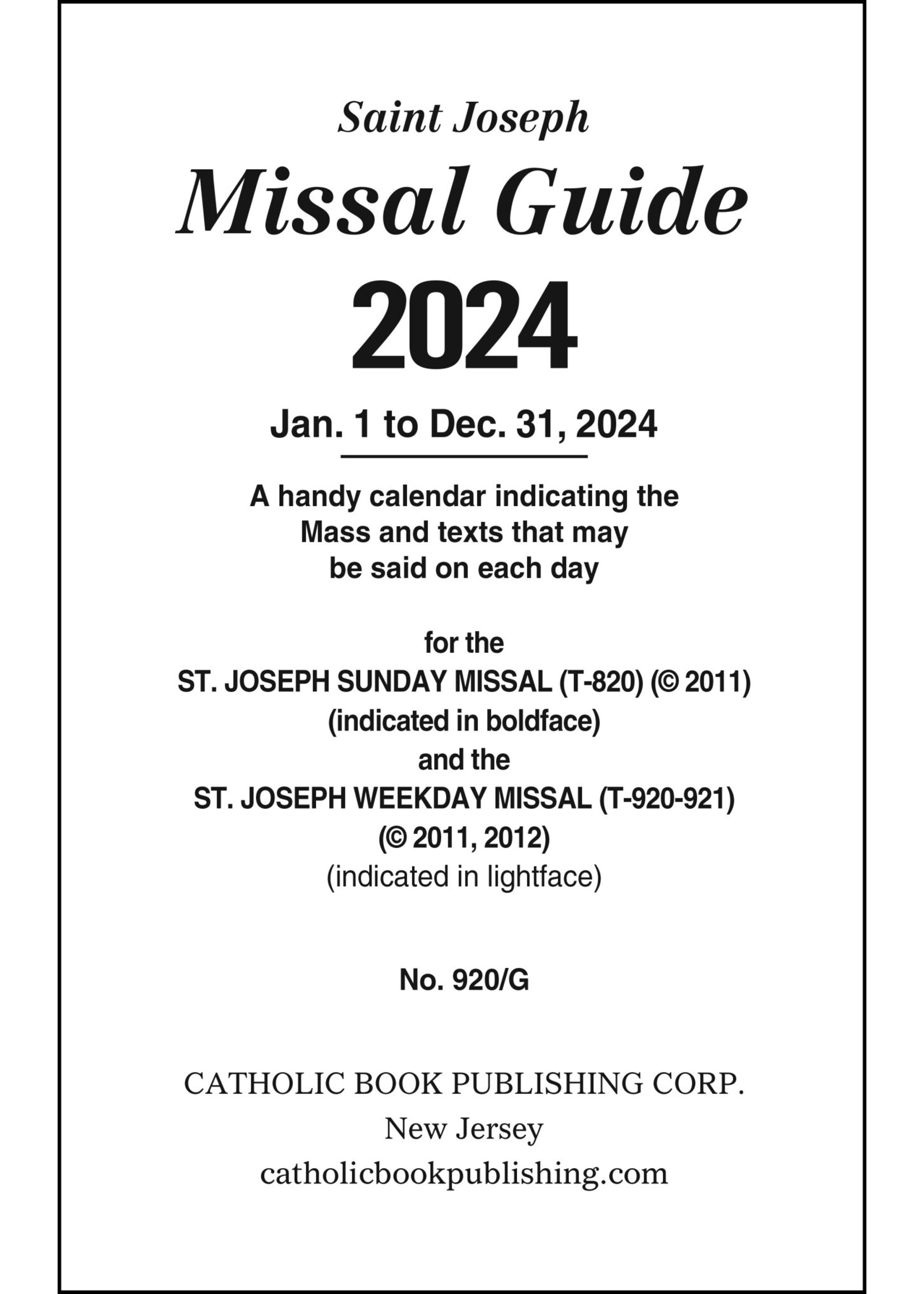 2024 Missal Guide