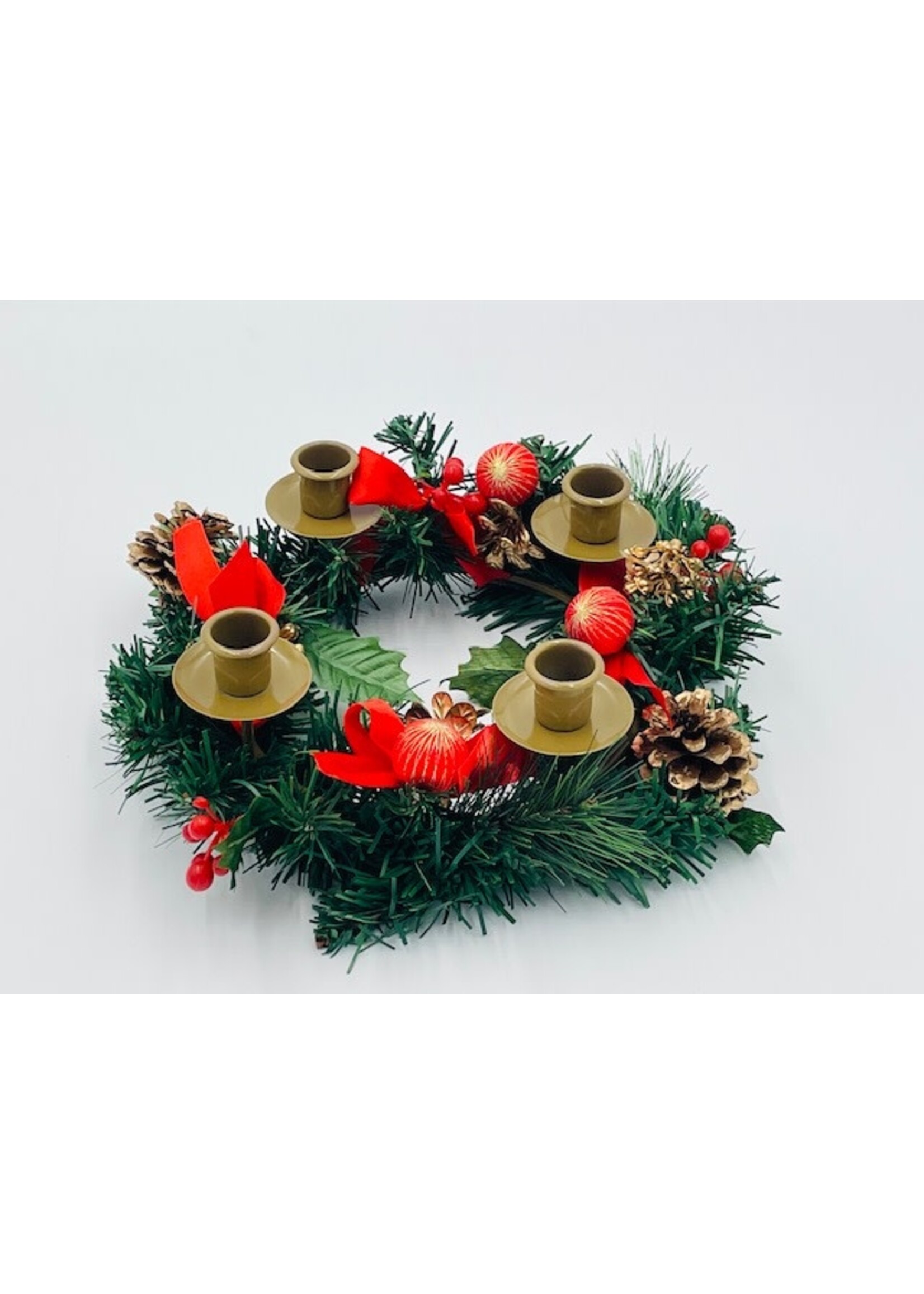 Advent Wreath with Red Berries & Ribbons