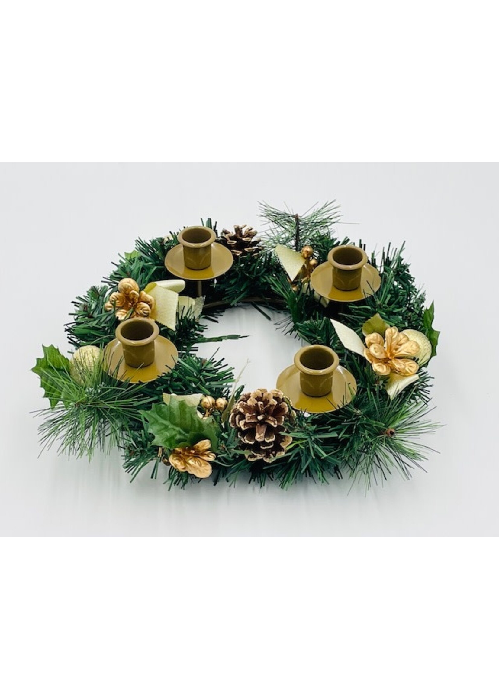 Traditional Advent Wreath Gold & Pinecones