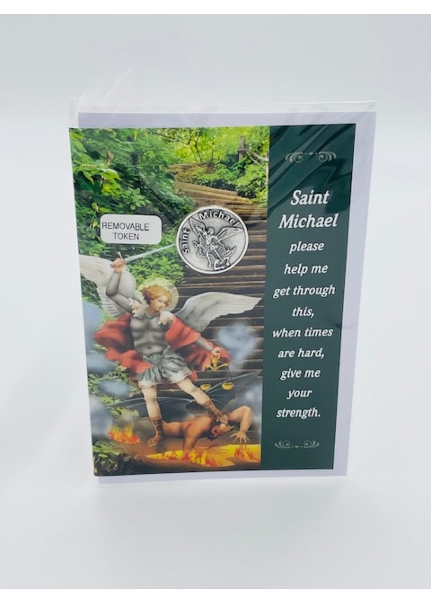 St Michael Greeting Card with Prayer Token