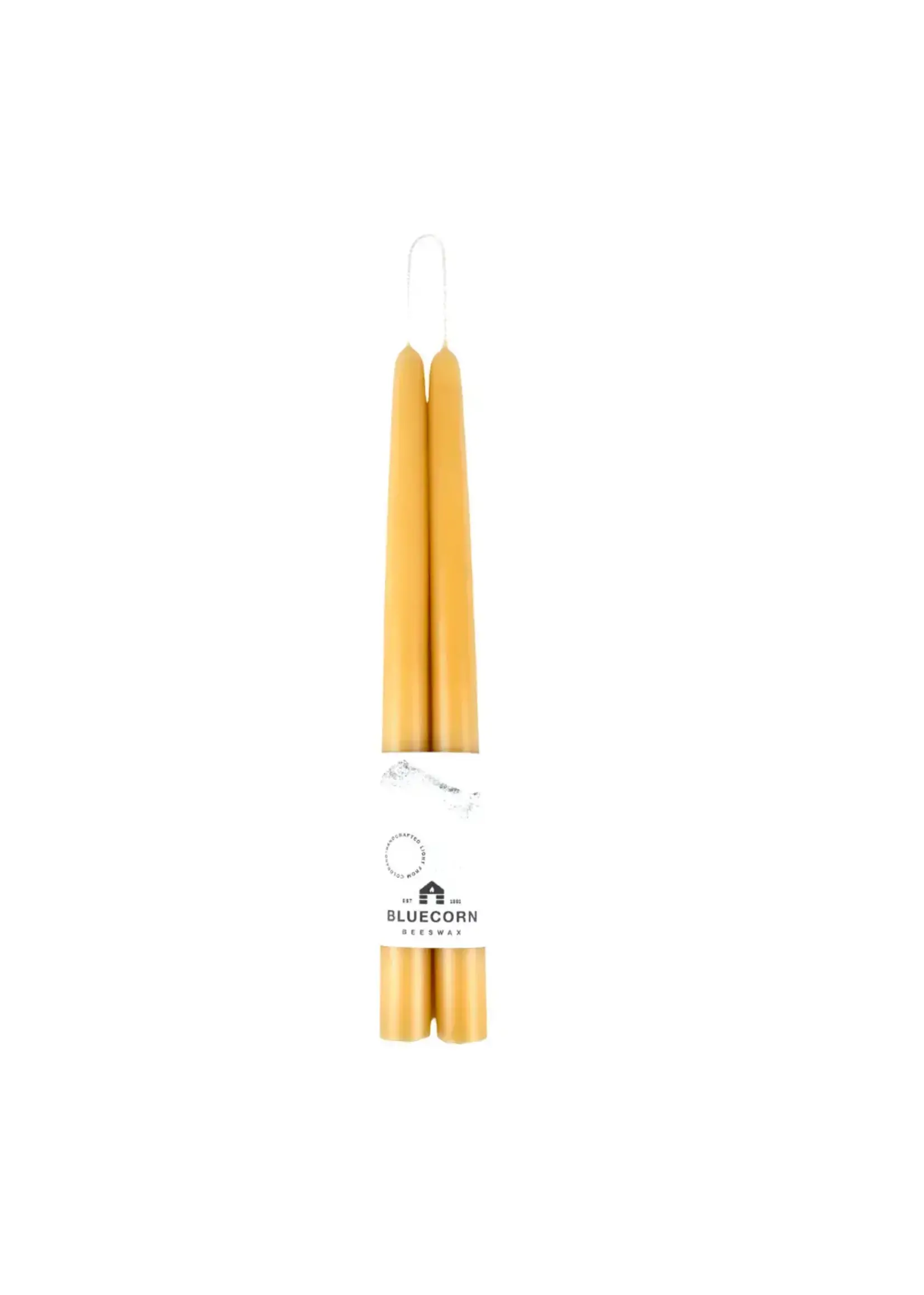 Pair of Hand-Dipped Beeswax Taper Candles - Raw