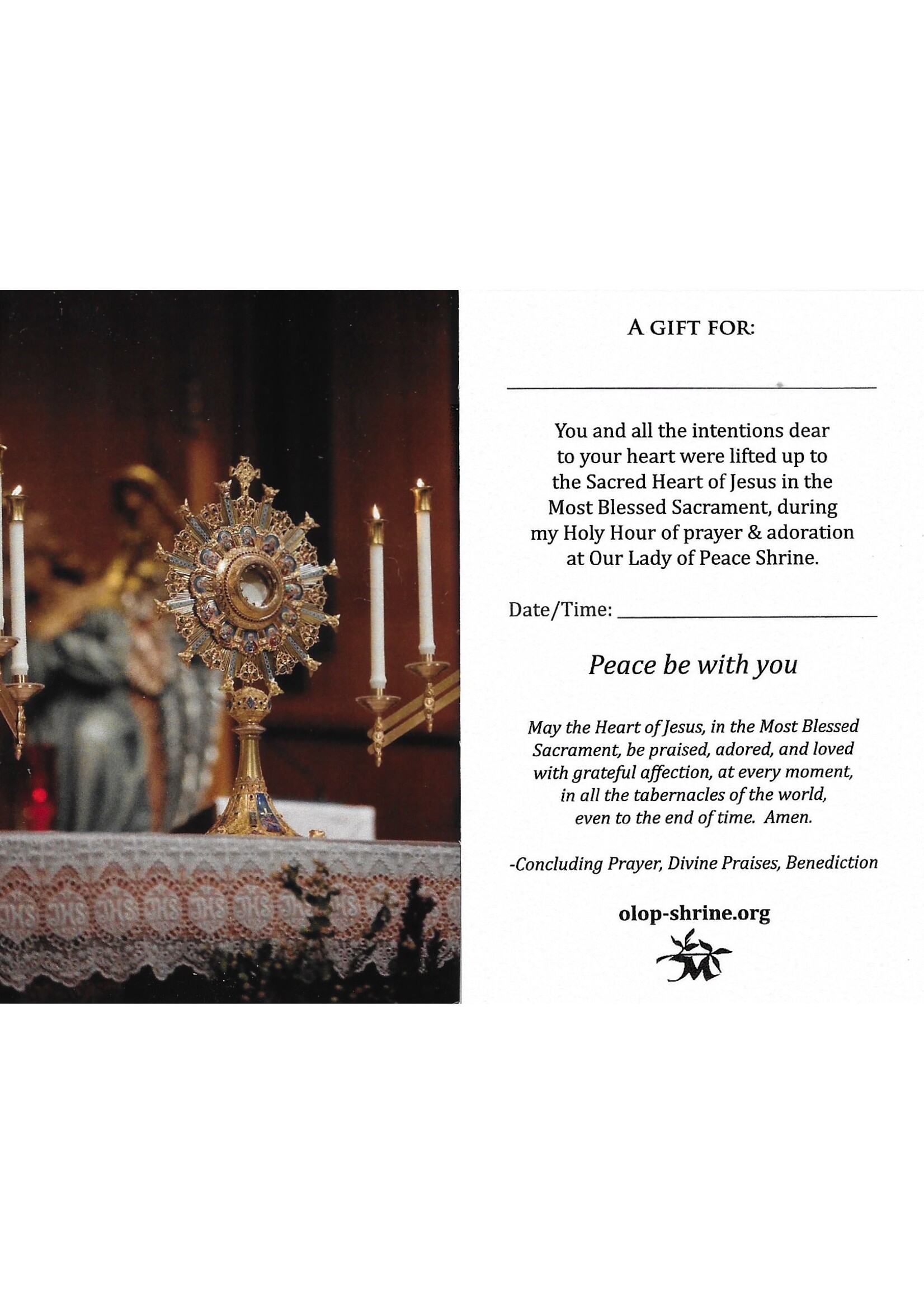 Our Lady of Peace Adoration Blessing Cards