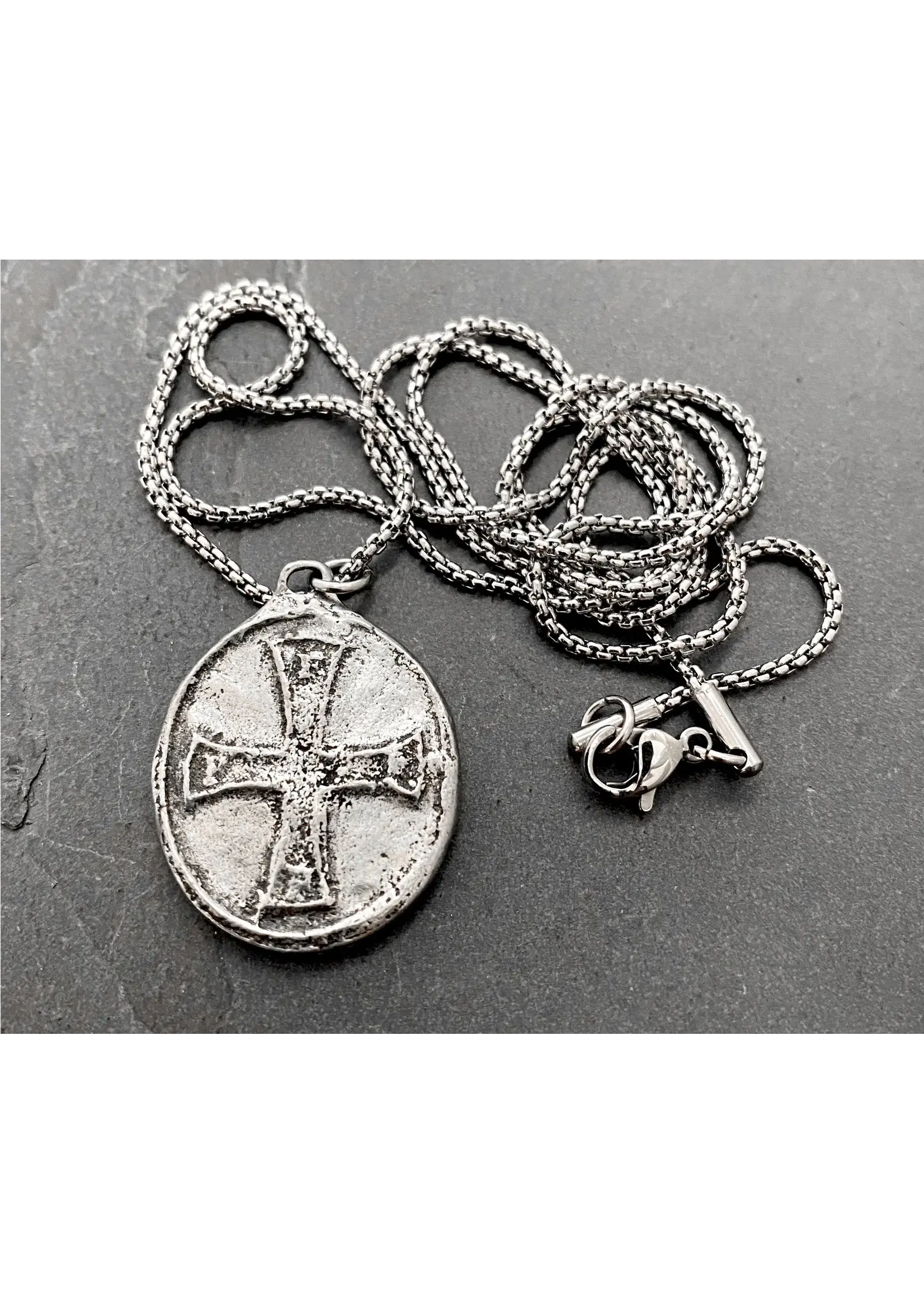 johnny ltd Archangel and Cross Medal Necklace 24"