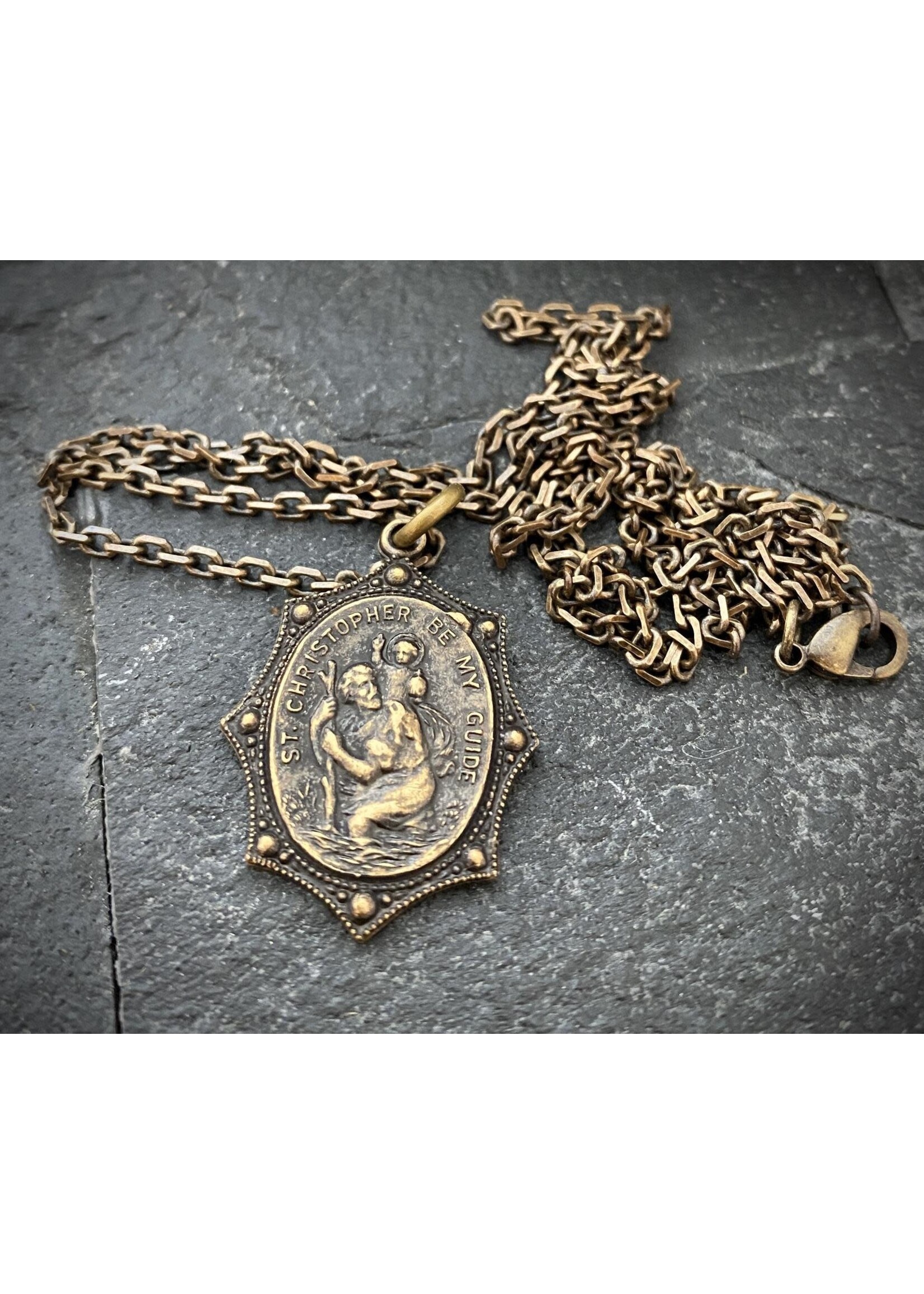 johnny ltd Brass St Christopher Men's Necklace