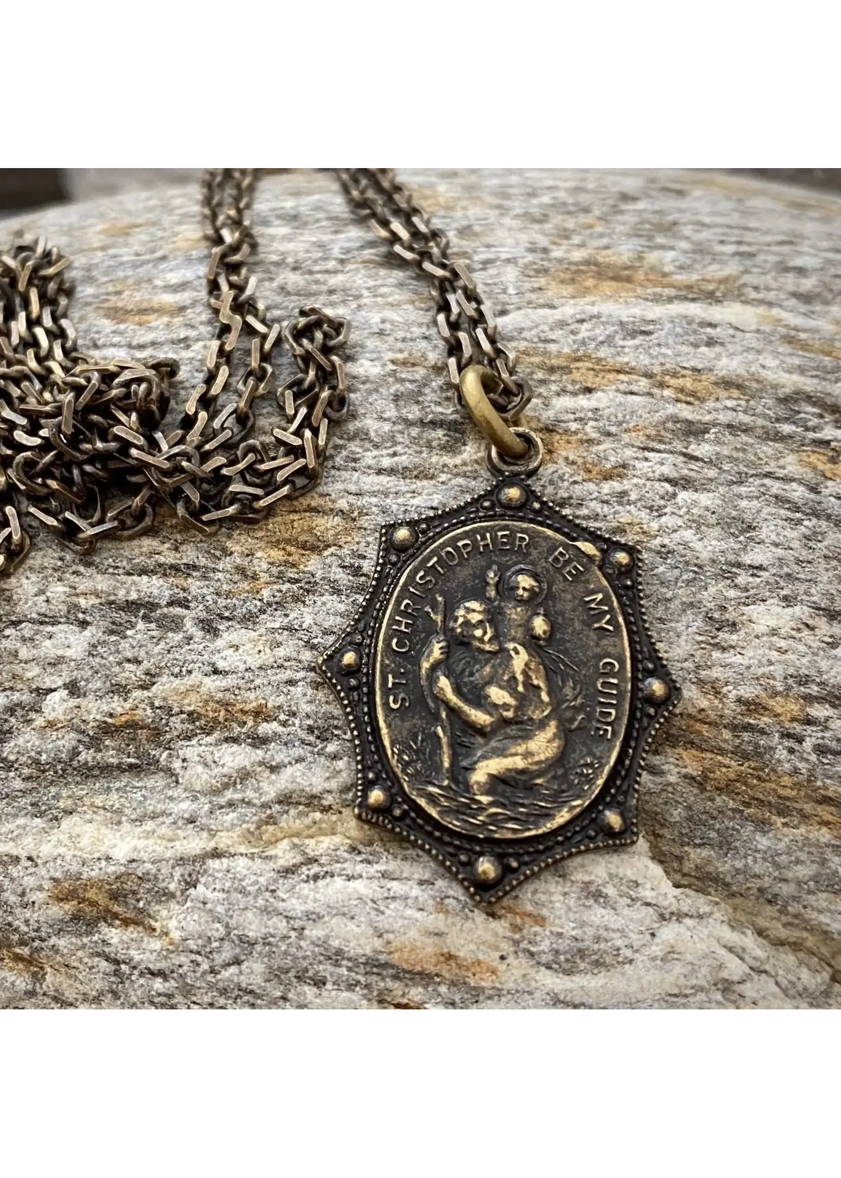 johnny ltd Brass St Christopher Men's Necklace