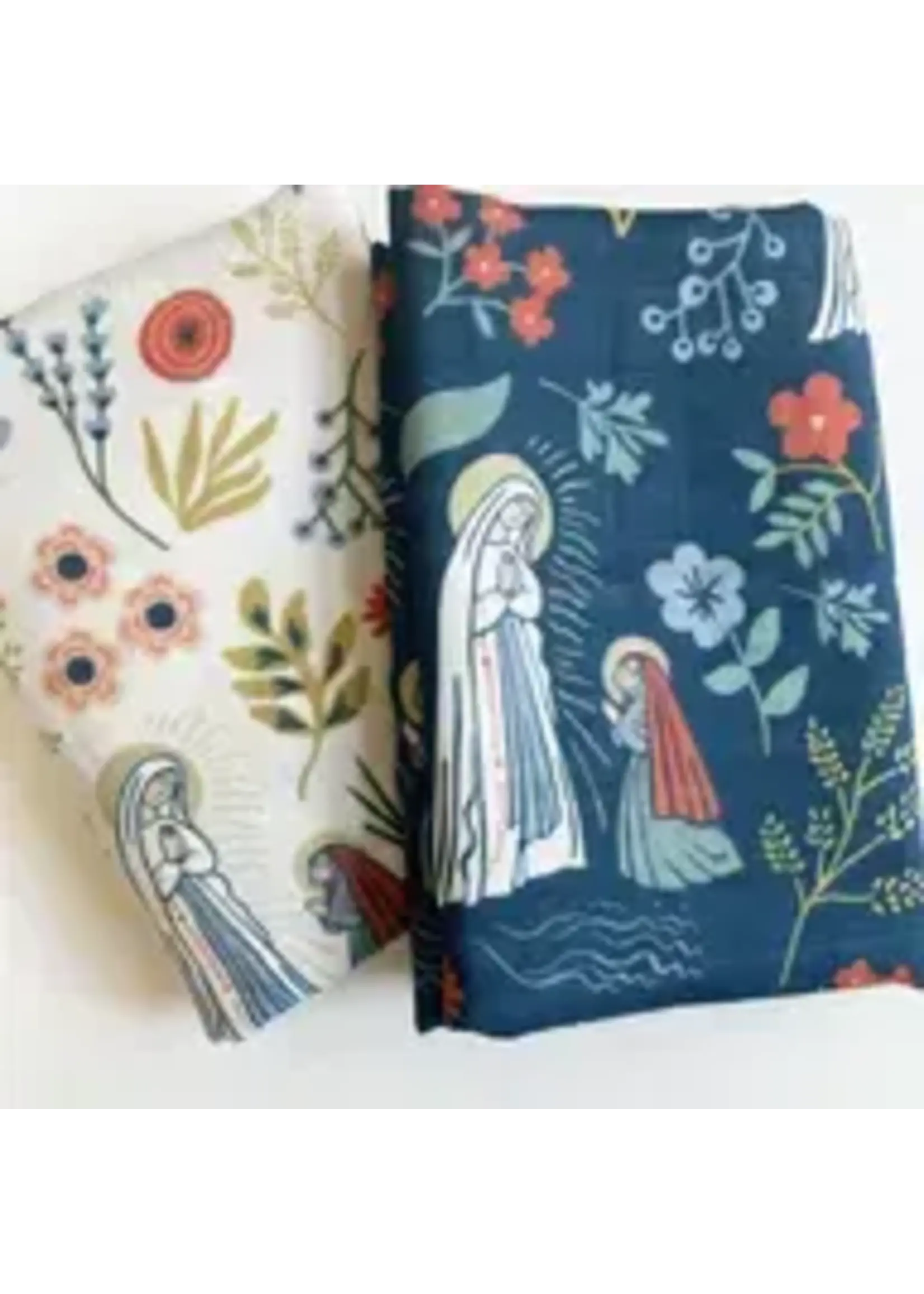 Our Lady of Lourdes & St. Bernadette Deluxe Baby Swaddle - Navy