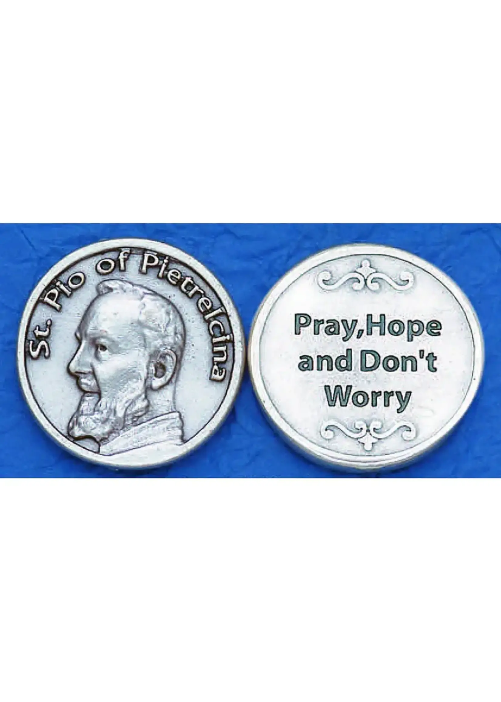 Padre Pio "Pray, Hope, and Don't Worry" pocket prayer token/coin
