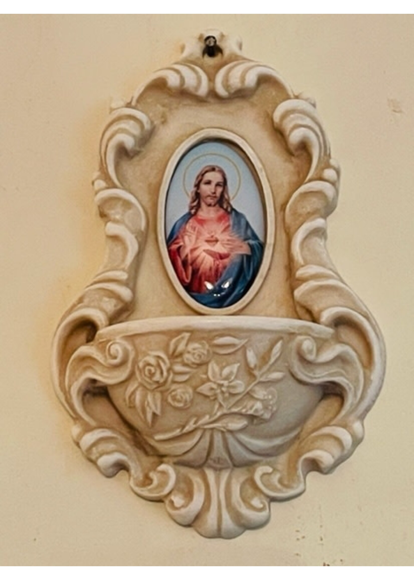 Sacred Heart of Jesus Resin Holy Water Font