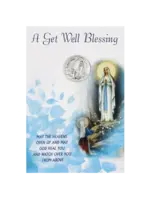 Lourdes Get Well Card with pocket prayer token/coin