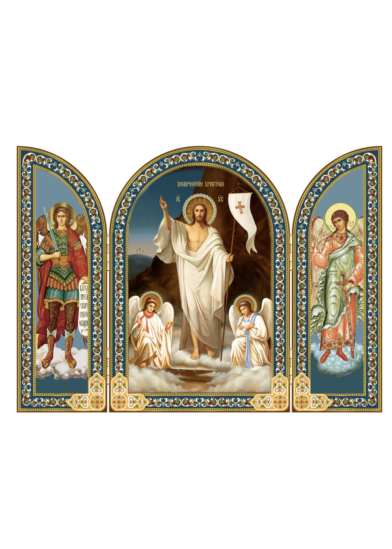Resurrection of Christ with Angels Triptych Icon