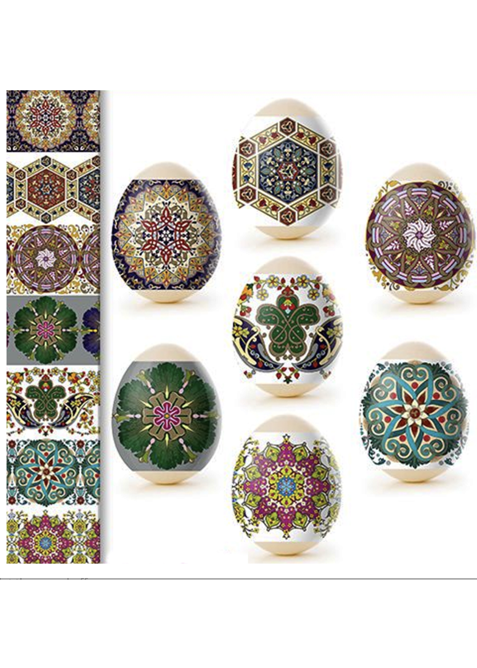 Egg Wraps Traditional Ukrainian Slavic Geometric and Floral Designs - 7/Pack