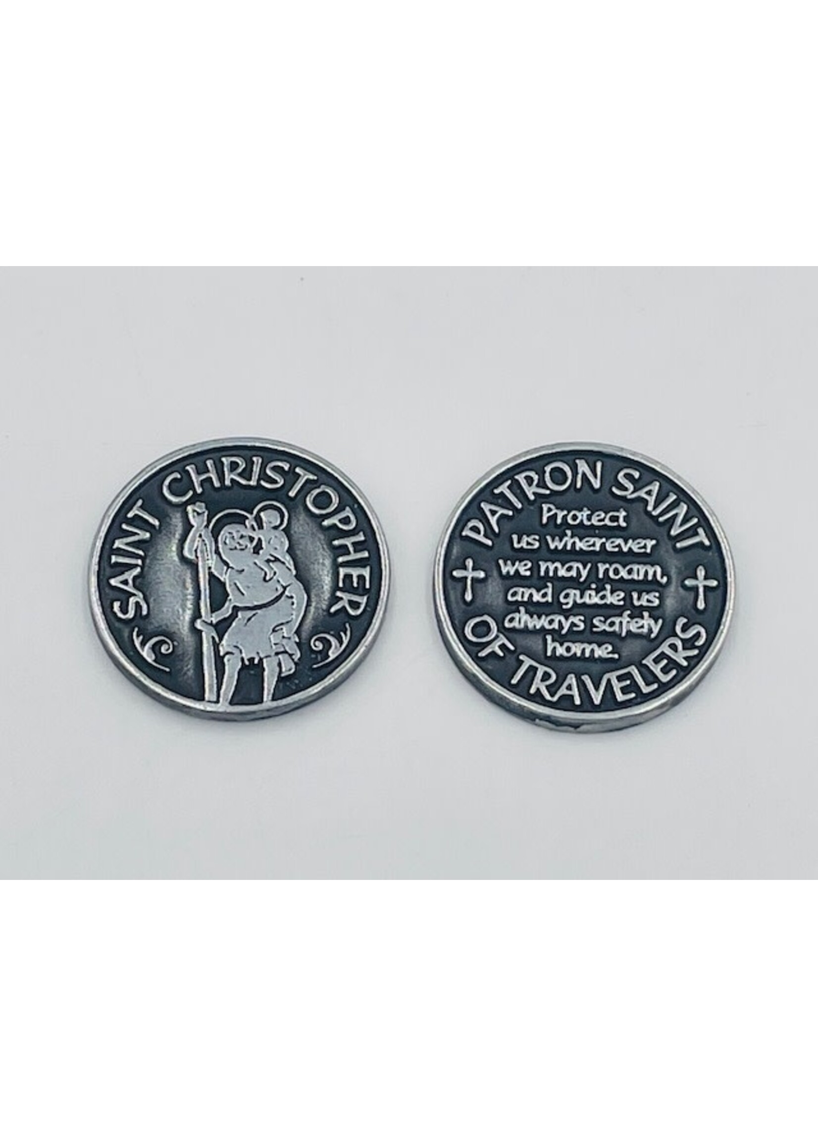 St Christopher Pewter Pocket Prayer token/coin