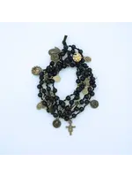 Onyx + Medals Beaded Prayer Bracelet