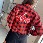Huskers Sewn Back Crop Flannel