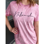 Cursive Nebraska Splatter Tie Dye Tee