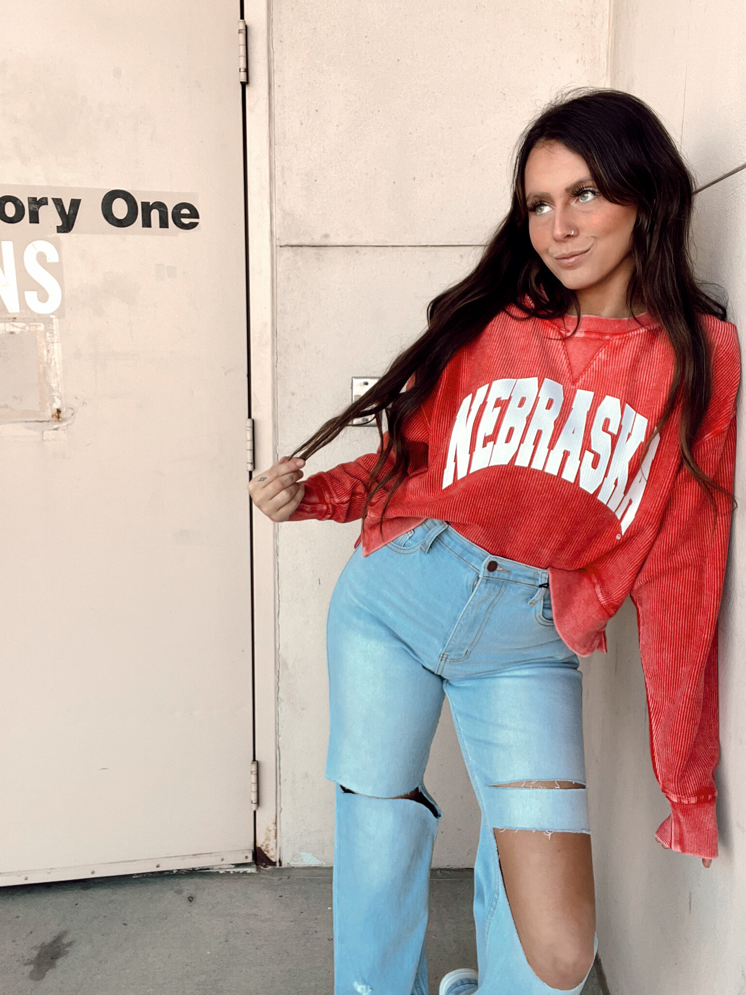 Classic Nebraska Bold Corded Crew - Ash & Ash Co