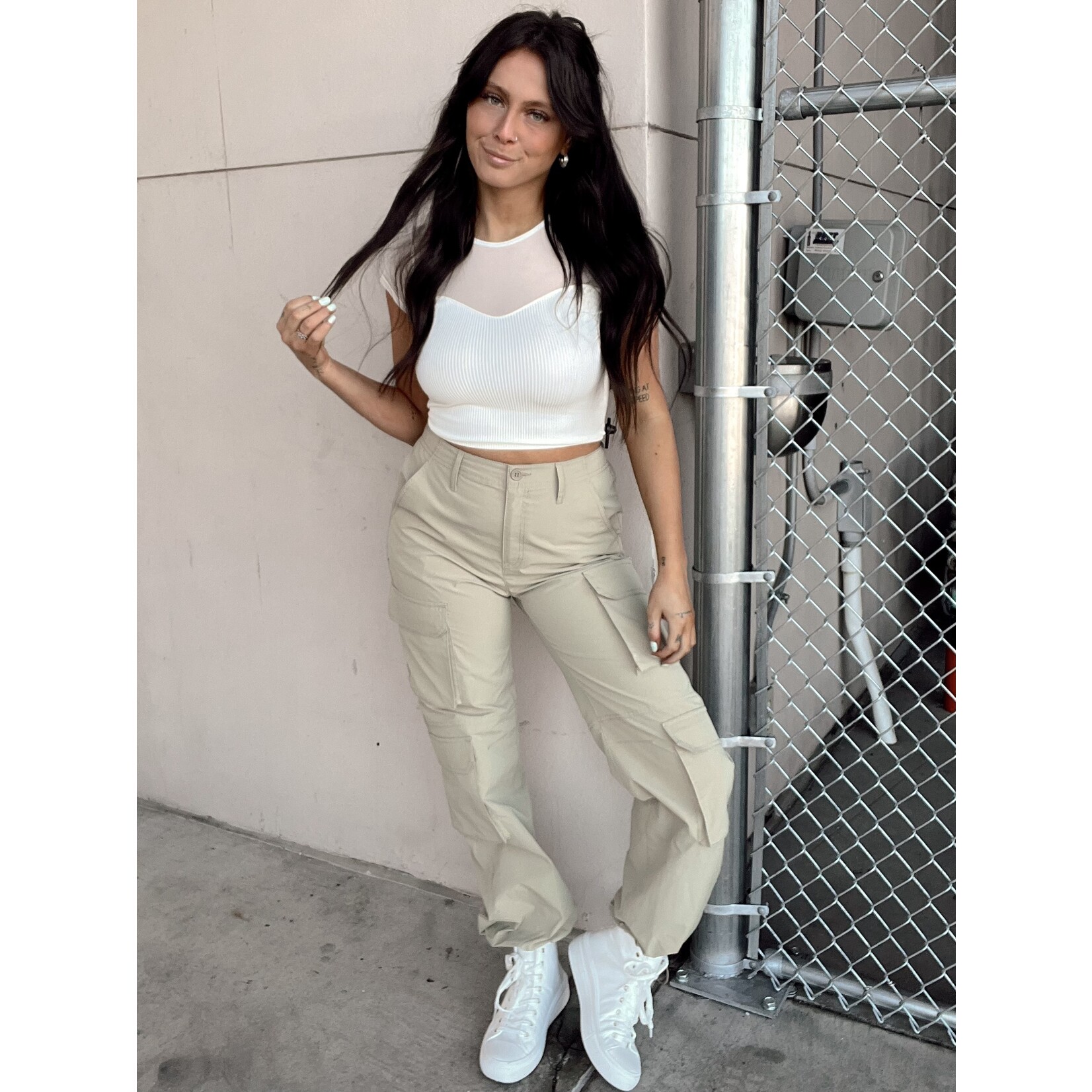 trend:notes Mesh Ribbed Crop Top
