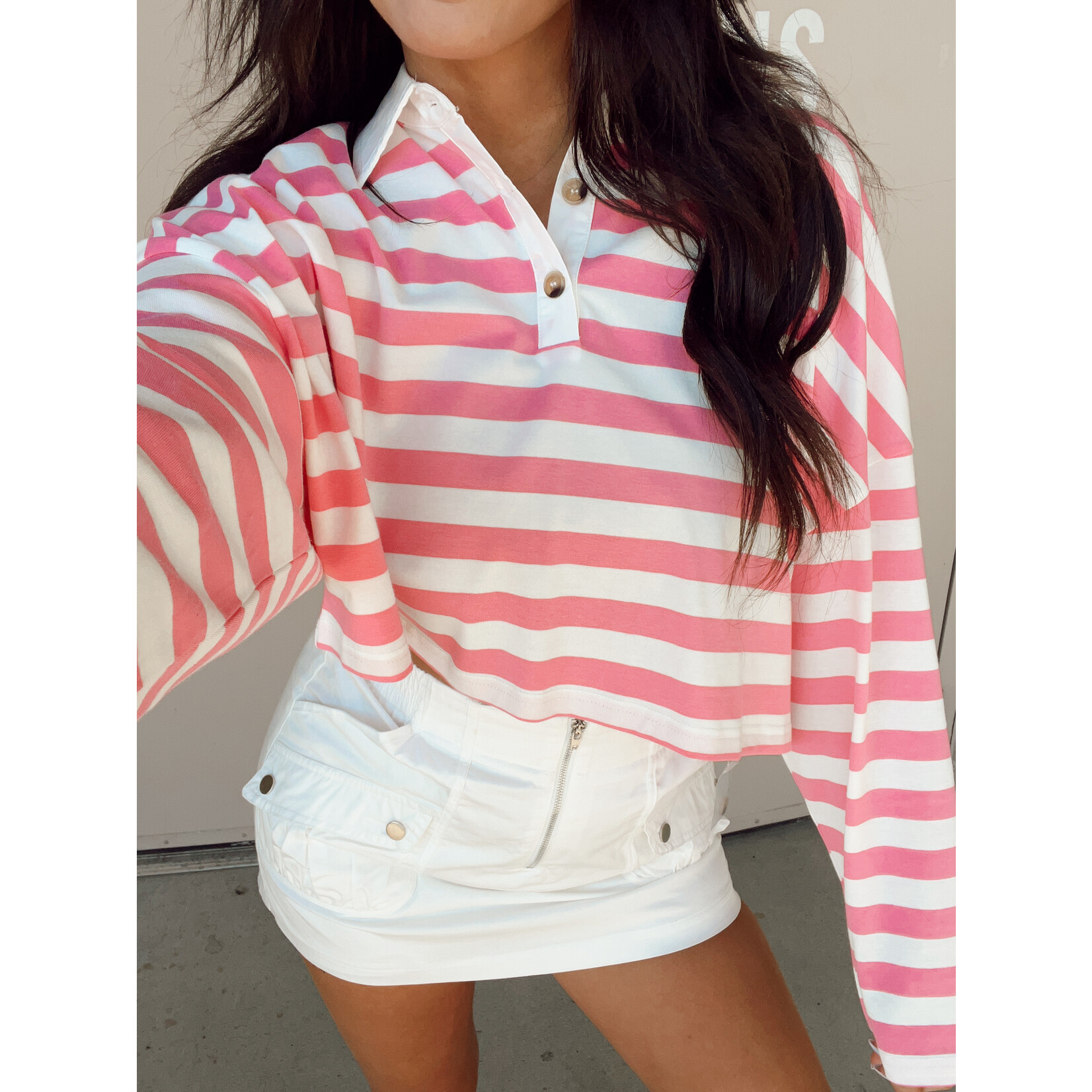 Striped Polo Shirt W/ Buttons