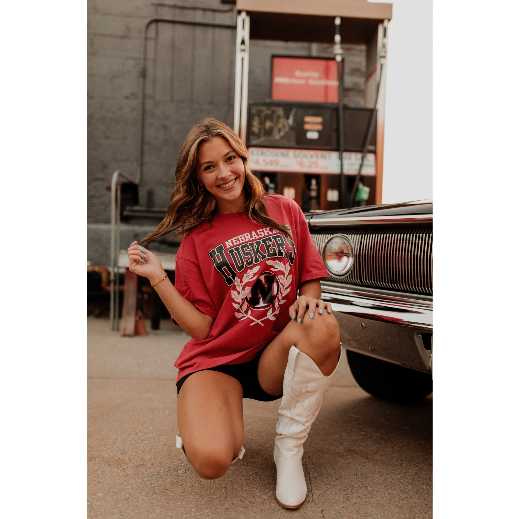 comfort colors Nebraska Huskers N Wreath Tee