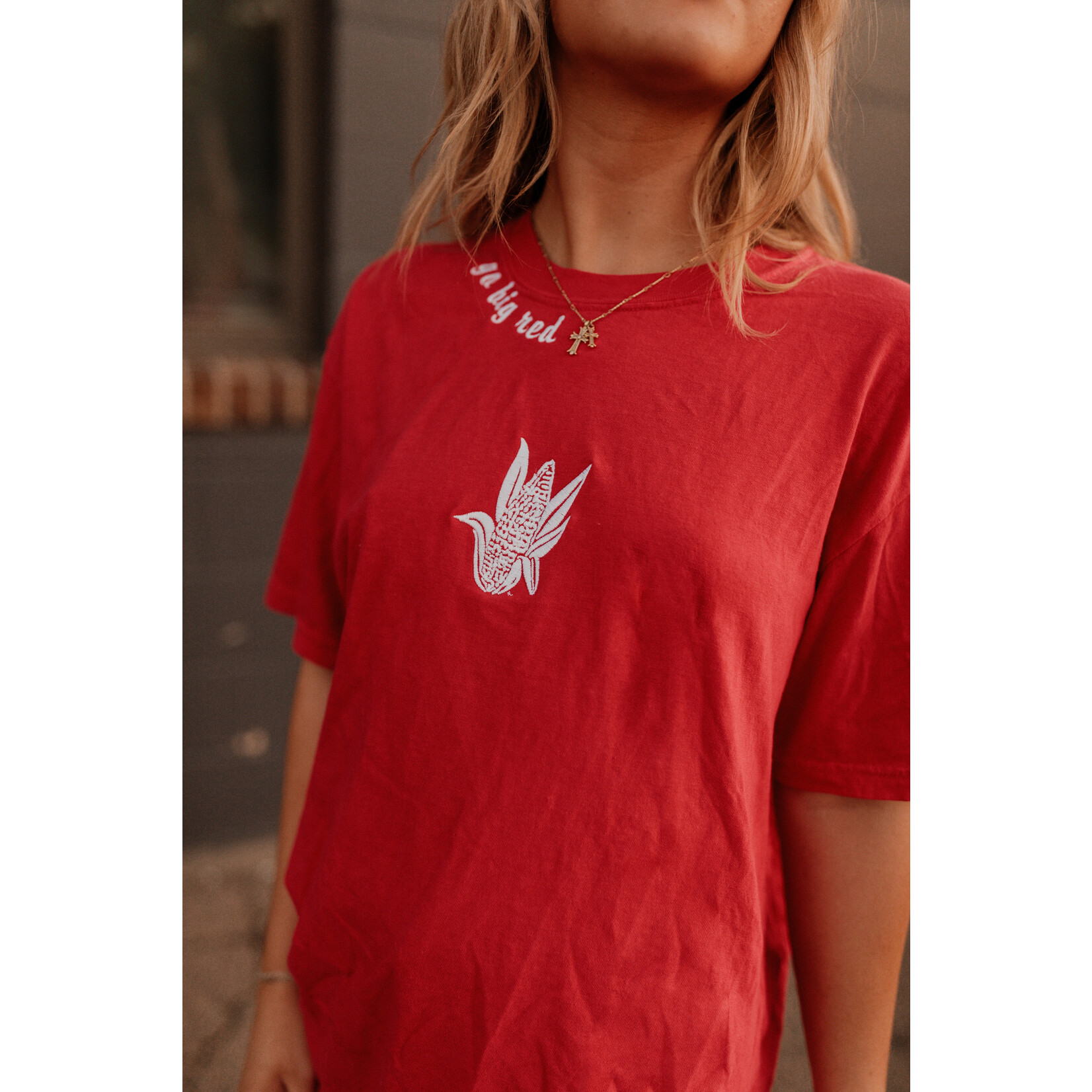 comfort colors Go Big Red Emb. Corn Tee