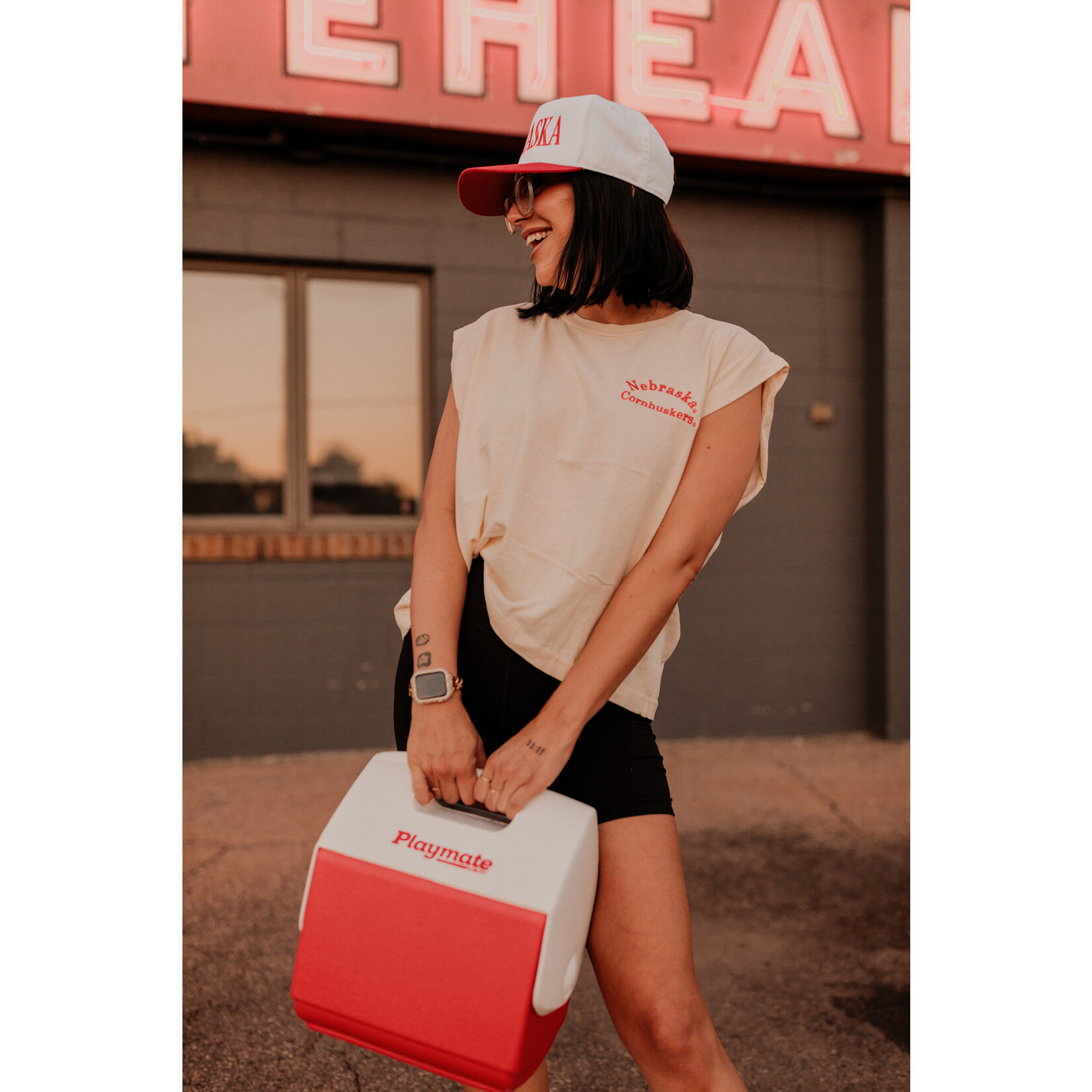 American Apparel Nebraska Cornhuskers Arched Emb. Muscle Tee