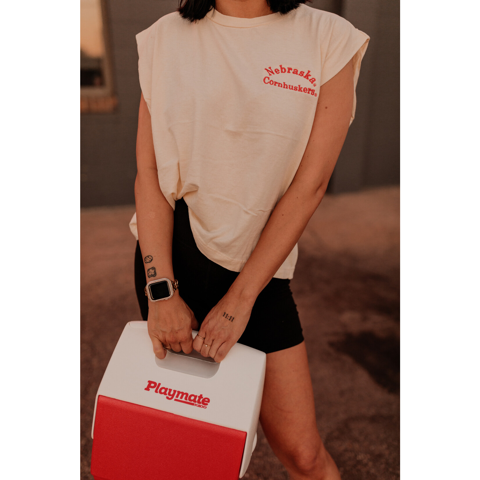 American Apparel Nebraska Cornhuskers Arched Emb. Muscle Tee