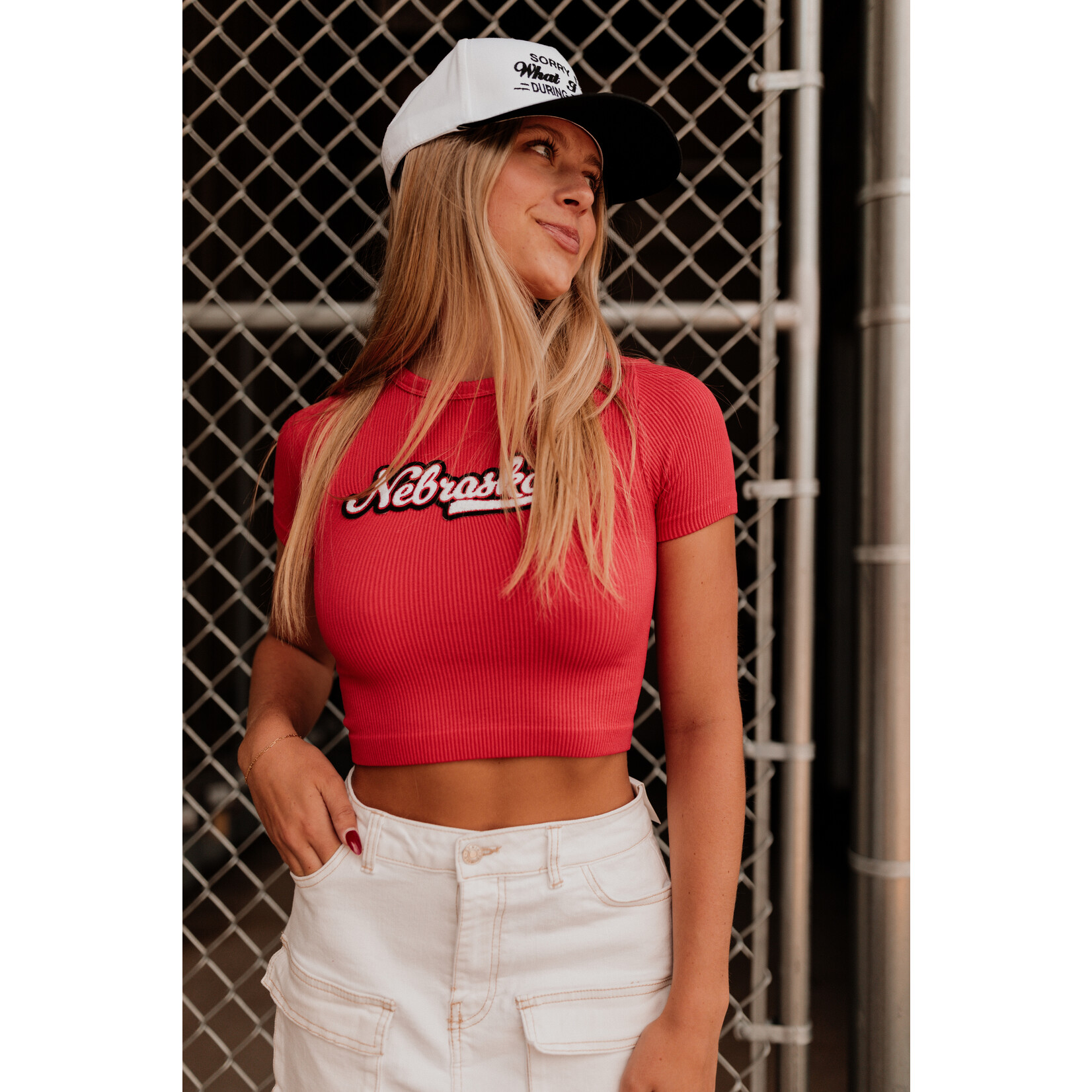 Nebraska Cursive Patch Baby Tee