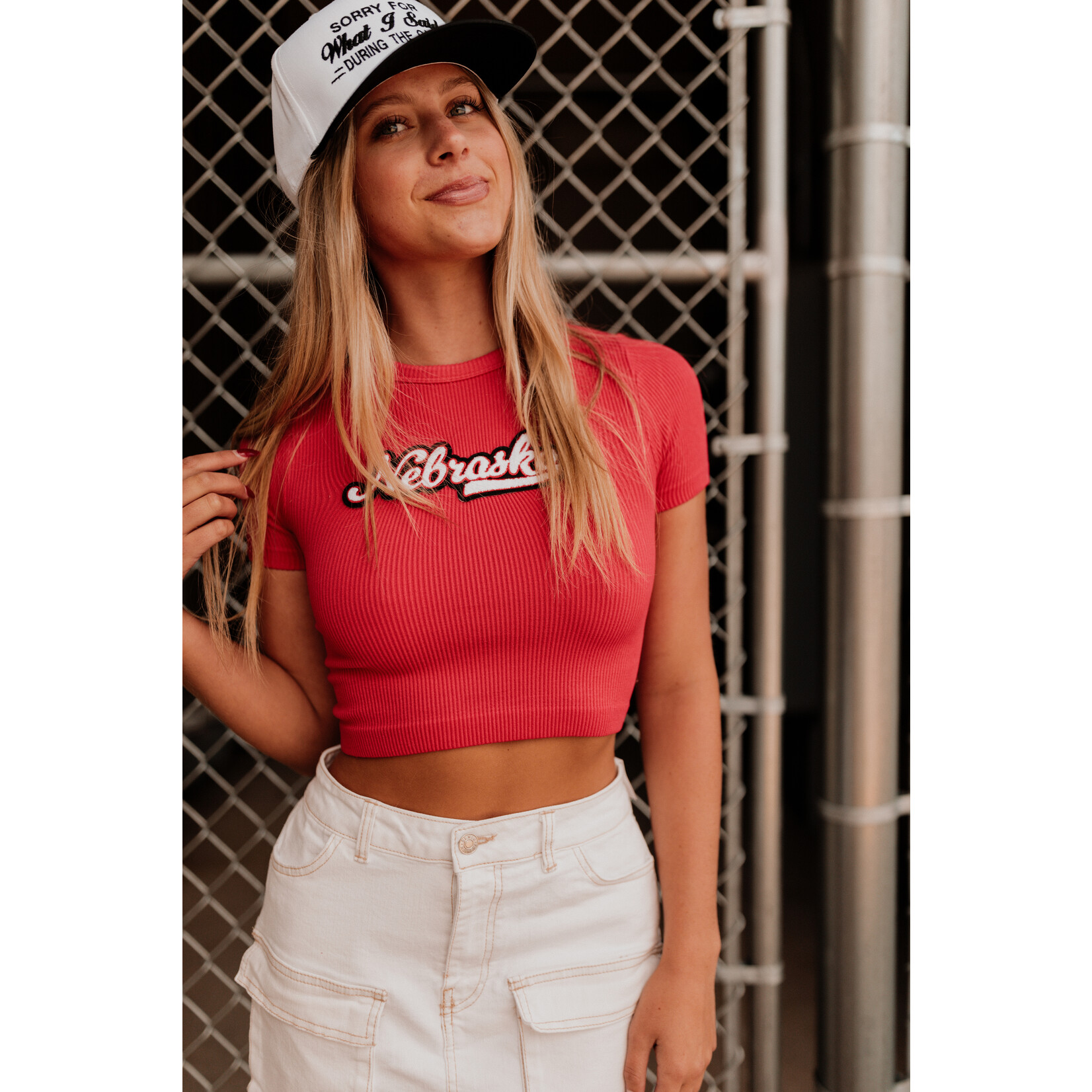 Nebraska Cursive Patch Baby Tee