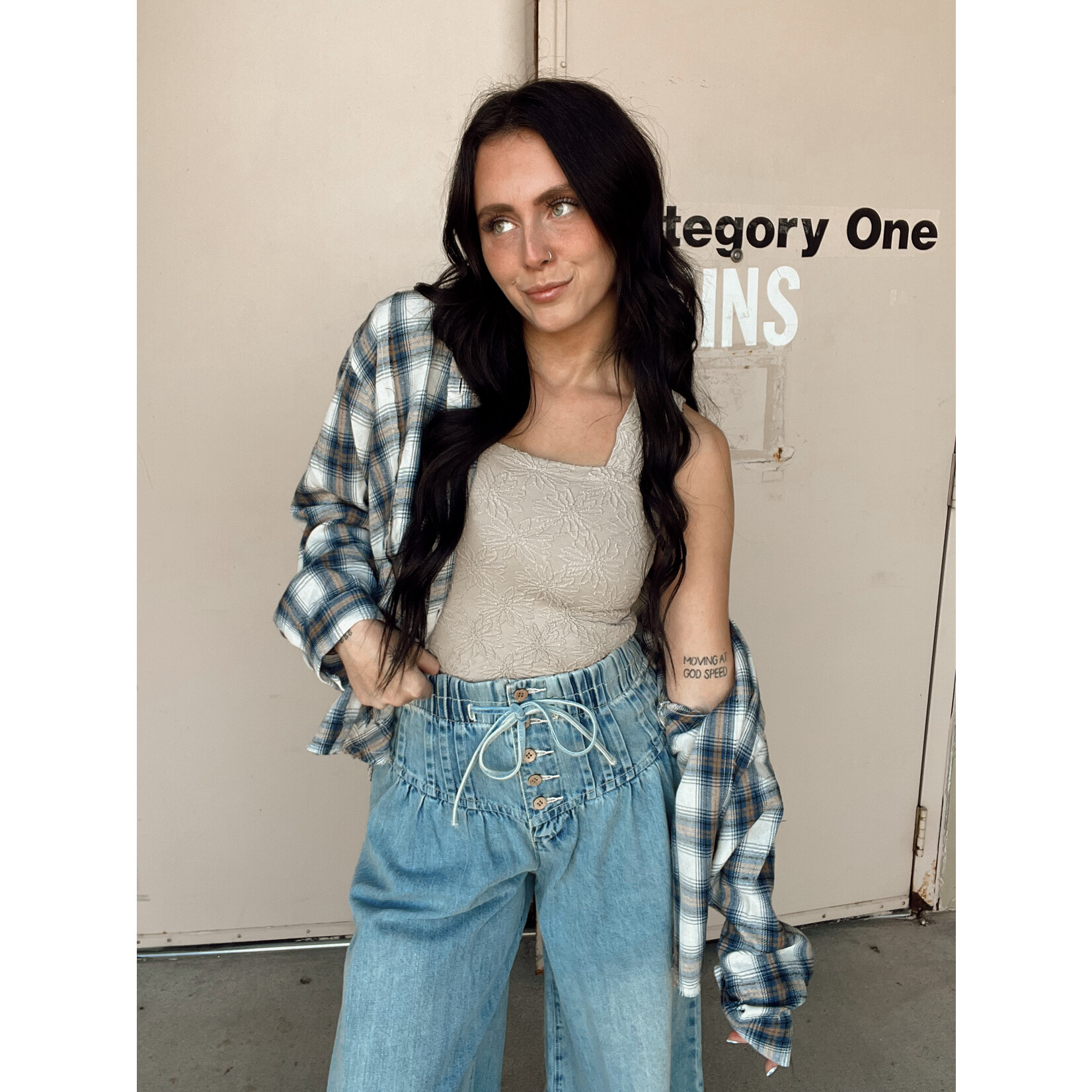 Wide Leg Drawstring Jeans