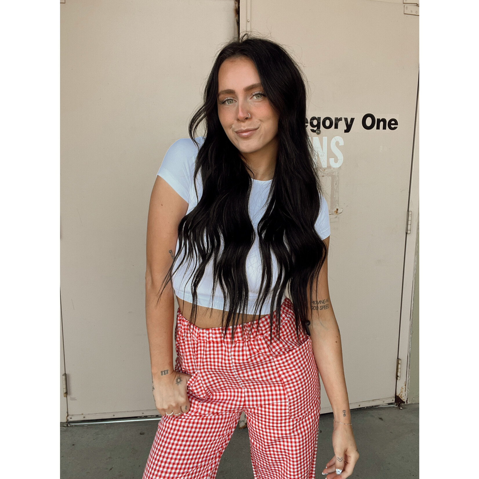 De Vave Gingham Wide Leg Pants