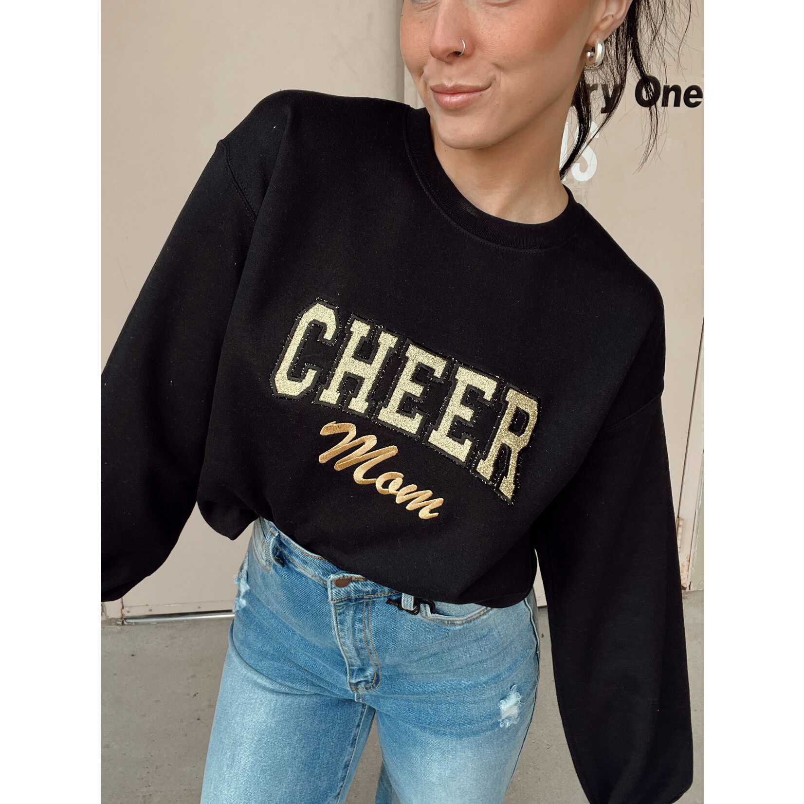 Gildan Cheer Mom Sparkle Emb. Crew