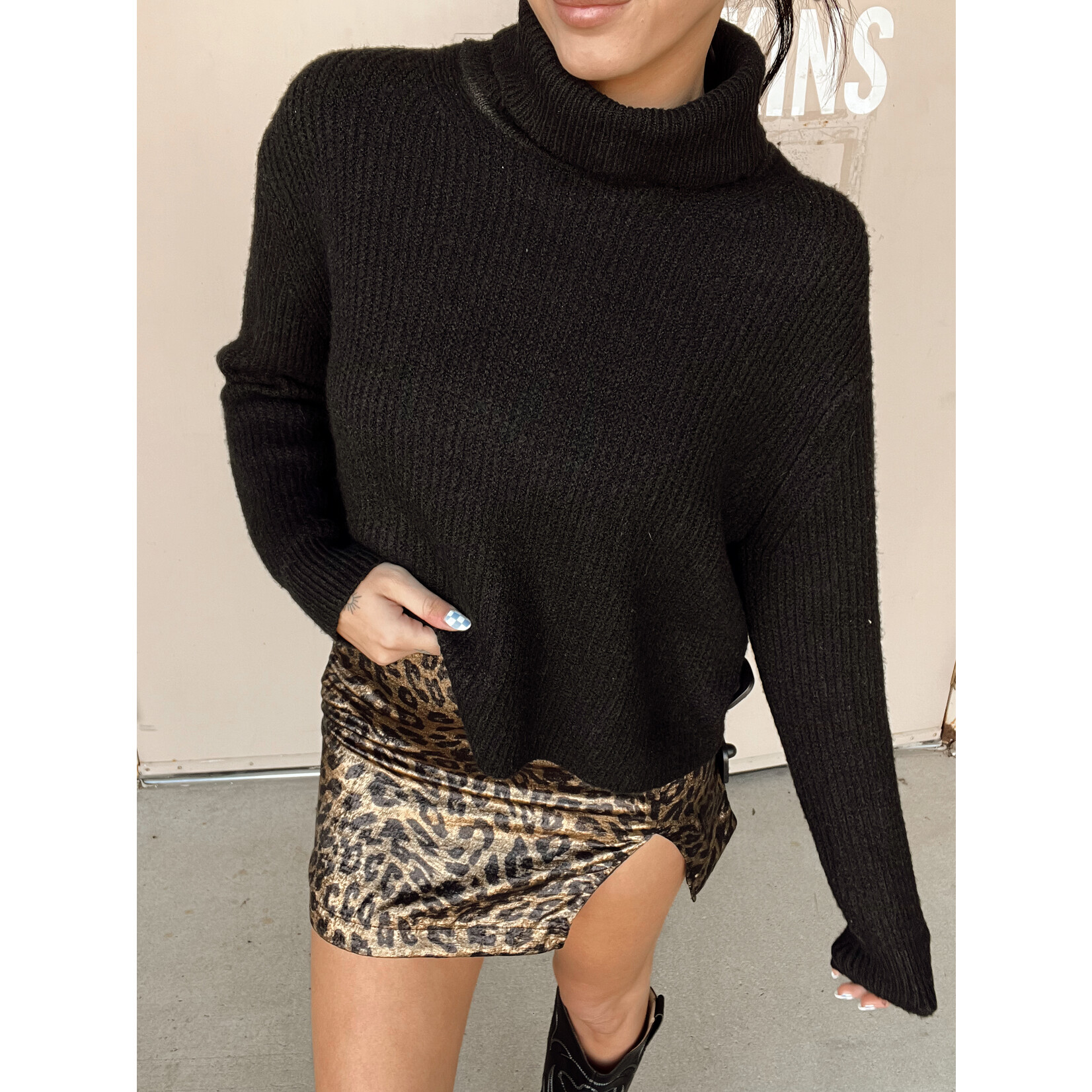 Front Slit Mini Skirt