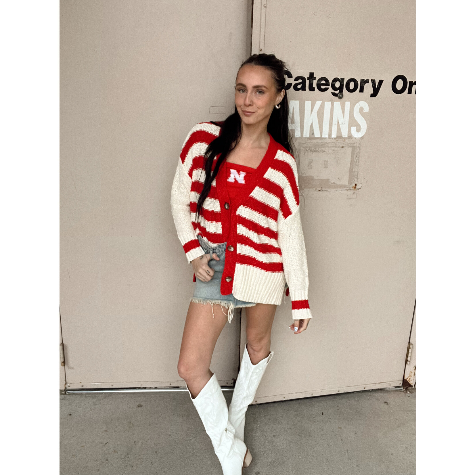 Stripe Long Sleeve Cardigan
