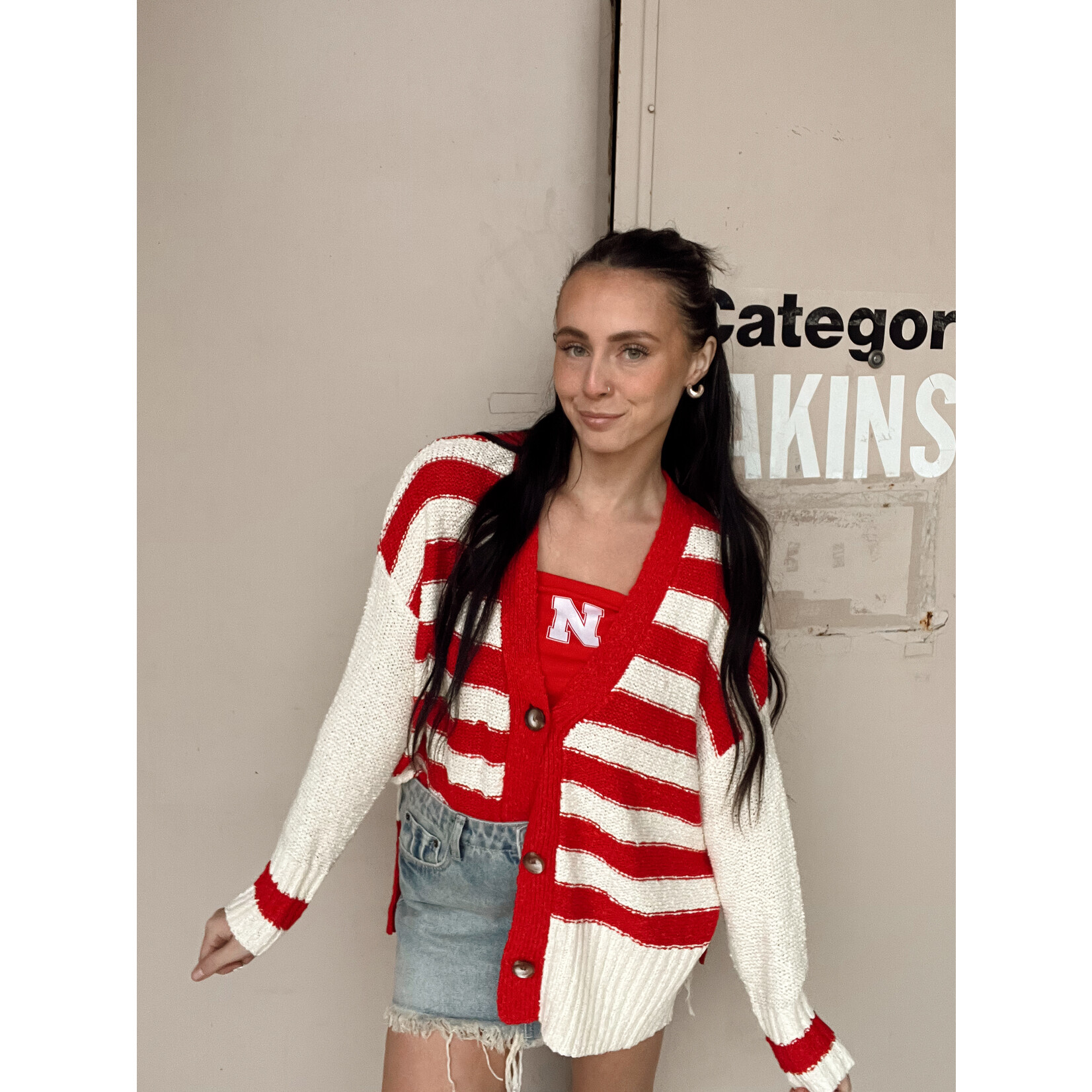 Stripe Long Sleeve Cardigan