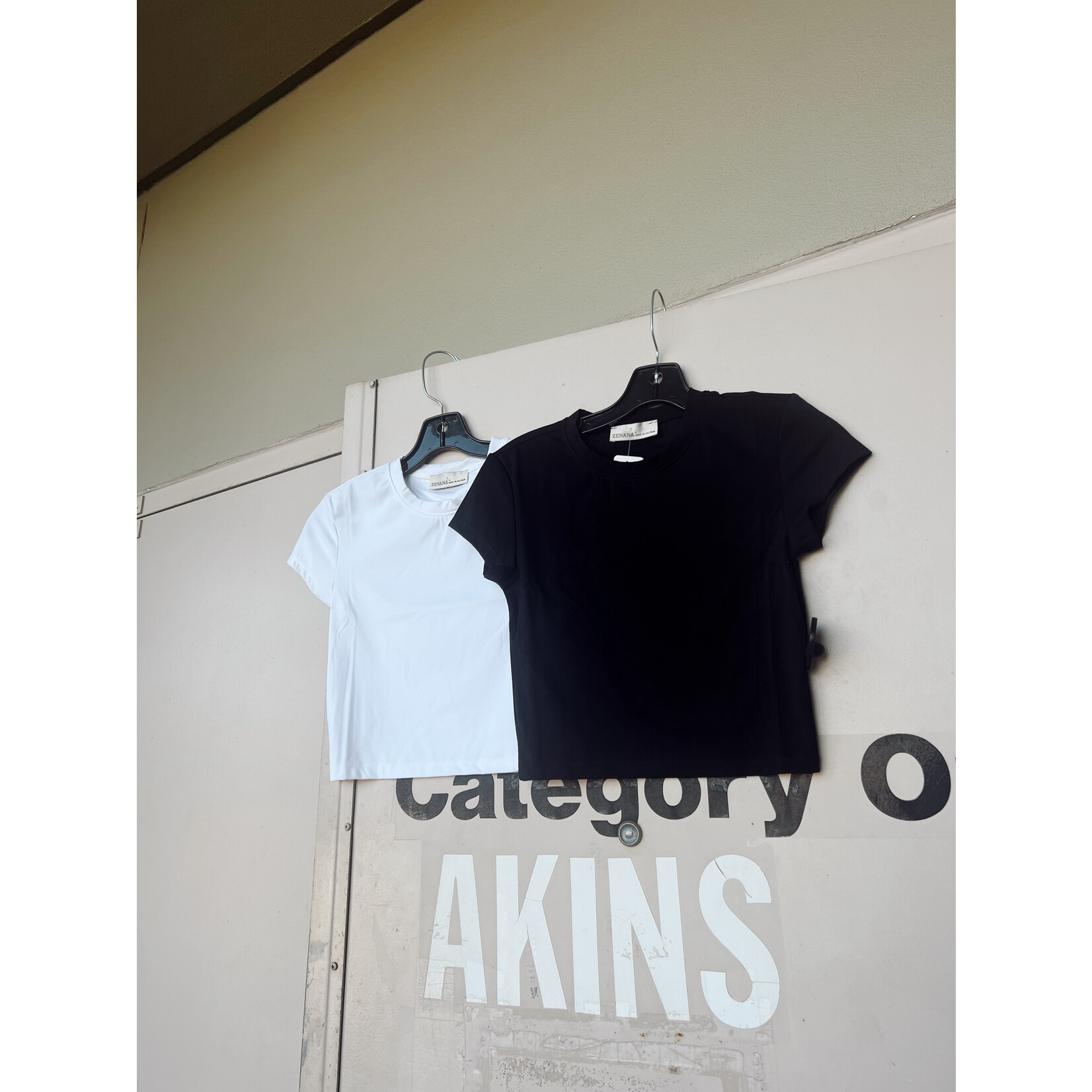 zenana Cropped Interlock Short Sleeve Top