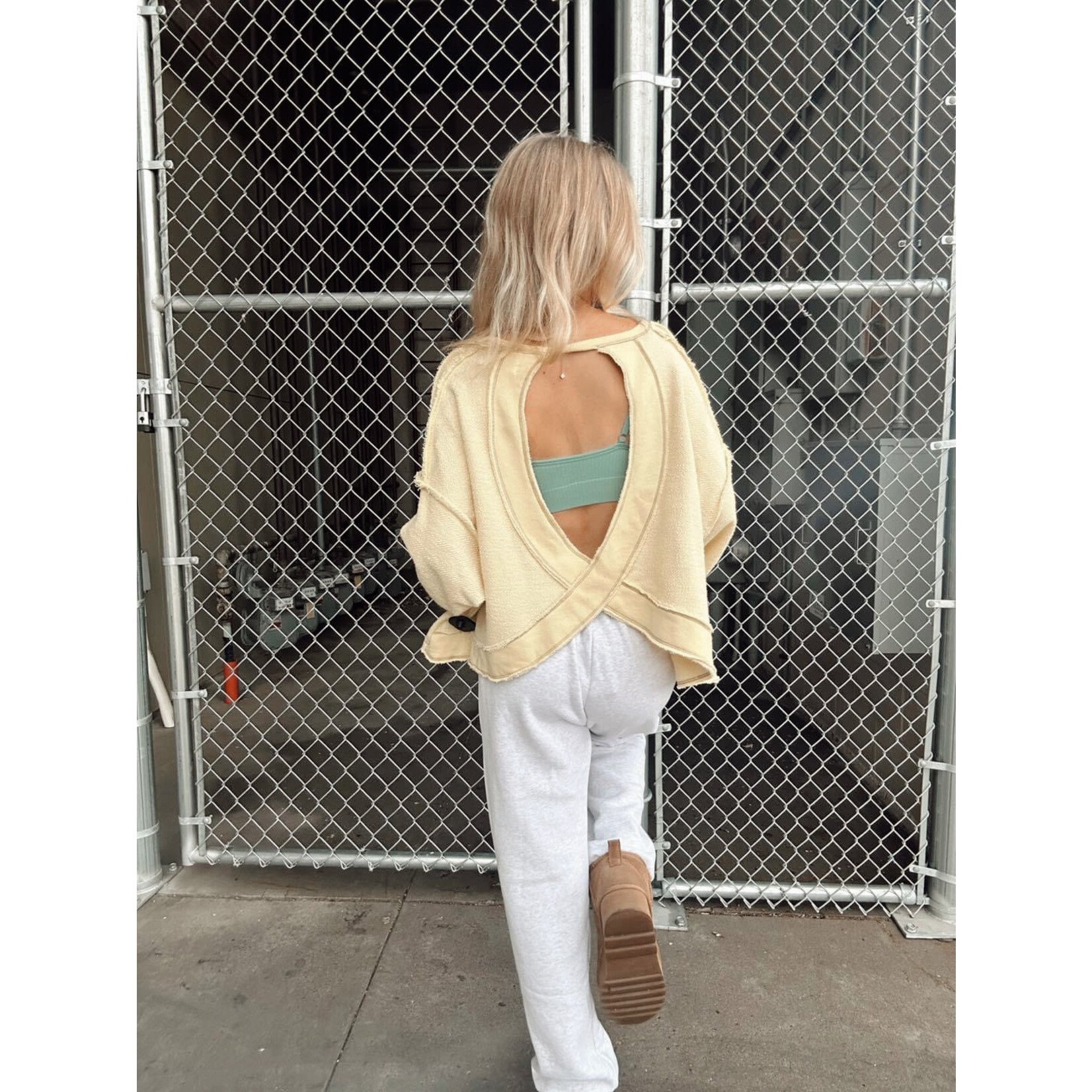 Overlap Open Back Stitched Top
