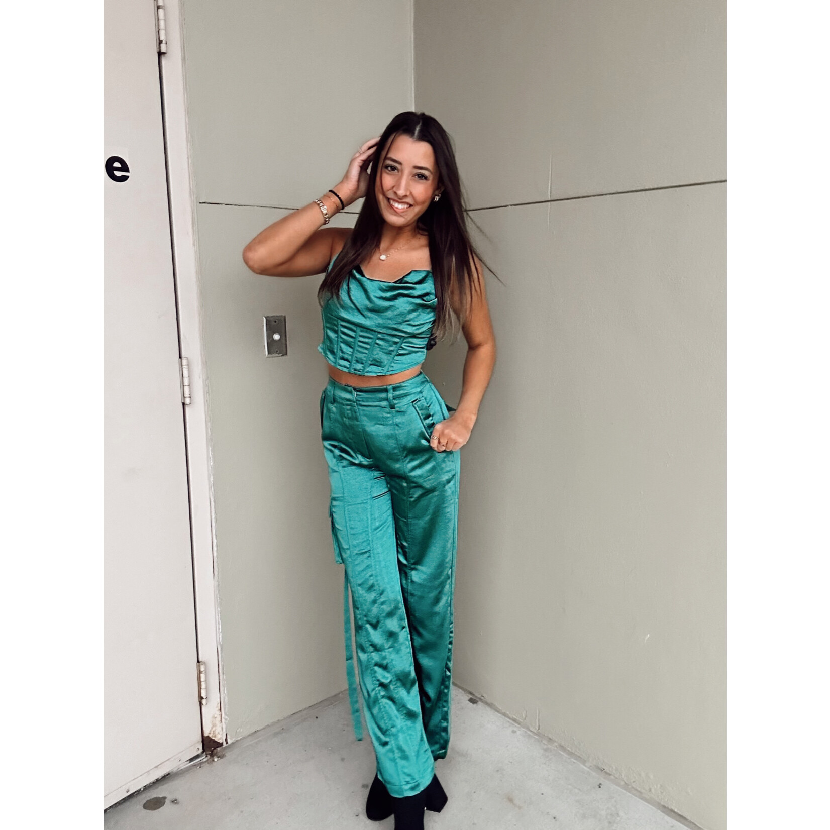 Satin Corset Top & Pants Set