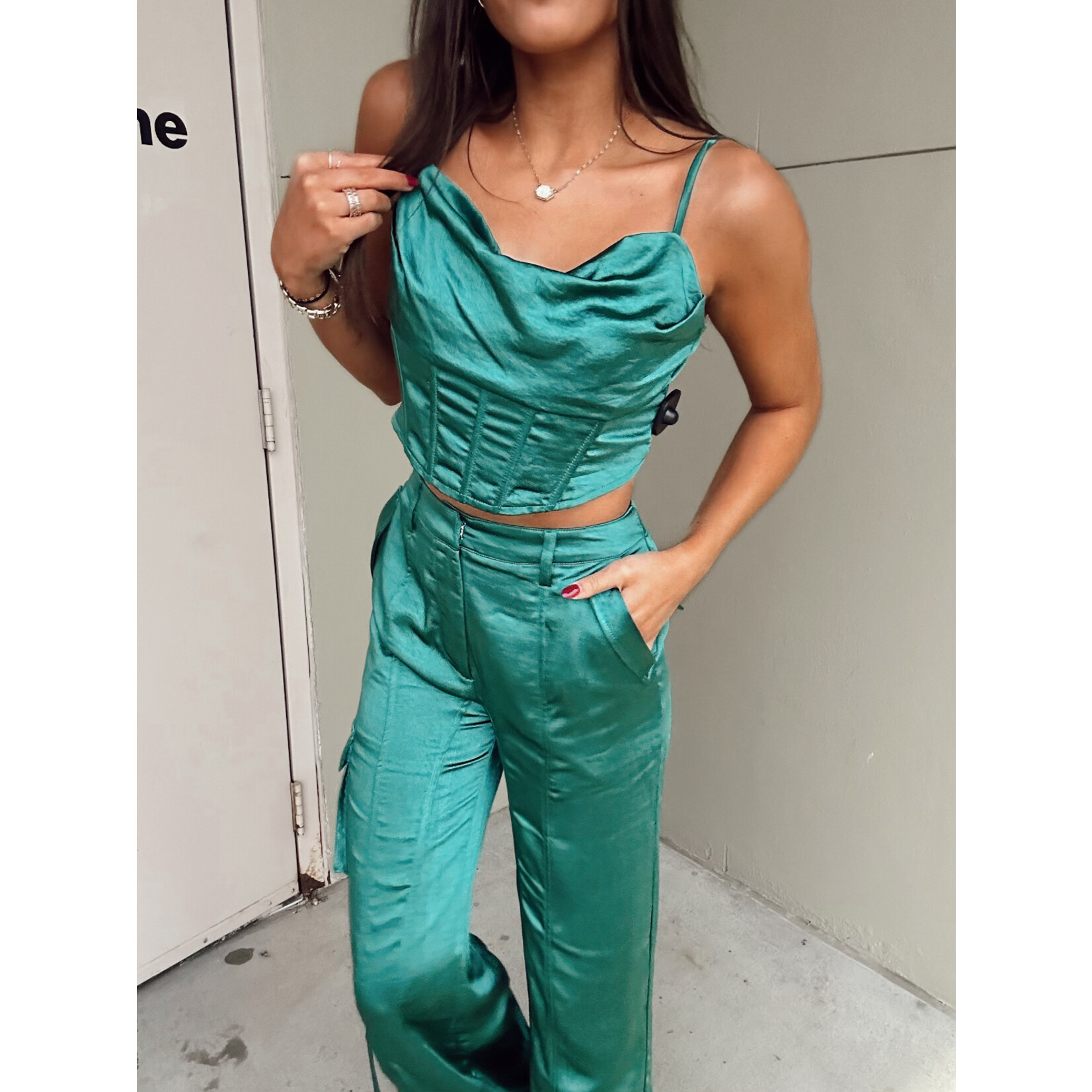 Satin Corset Top & Pants Set